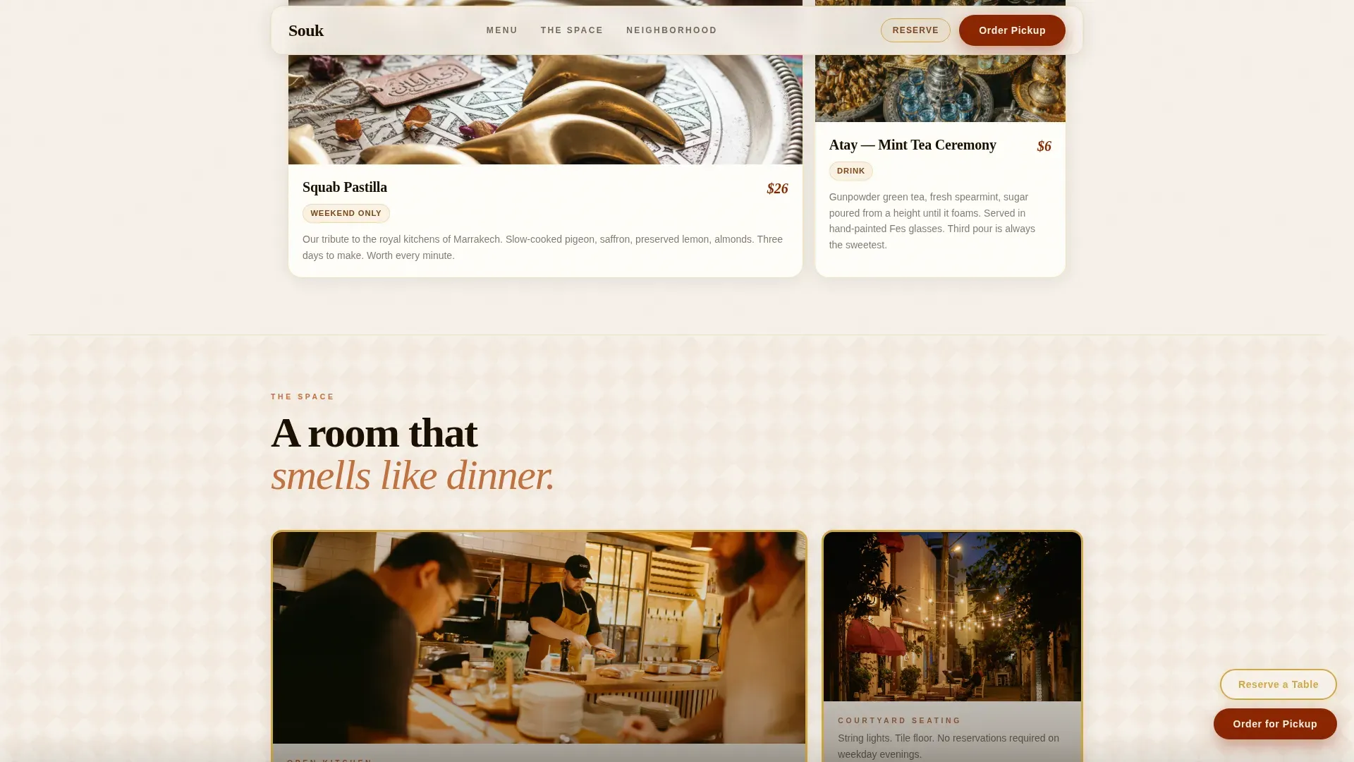 Neo-Retro Moroccan Casual Dining Landing Page Template