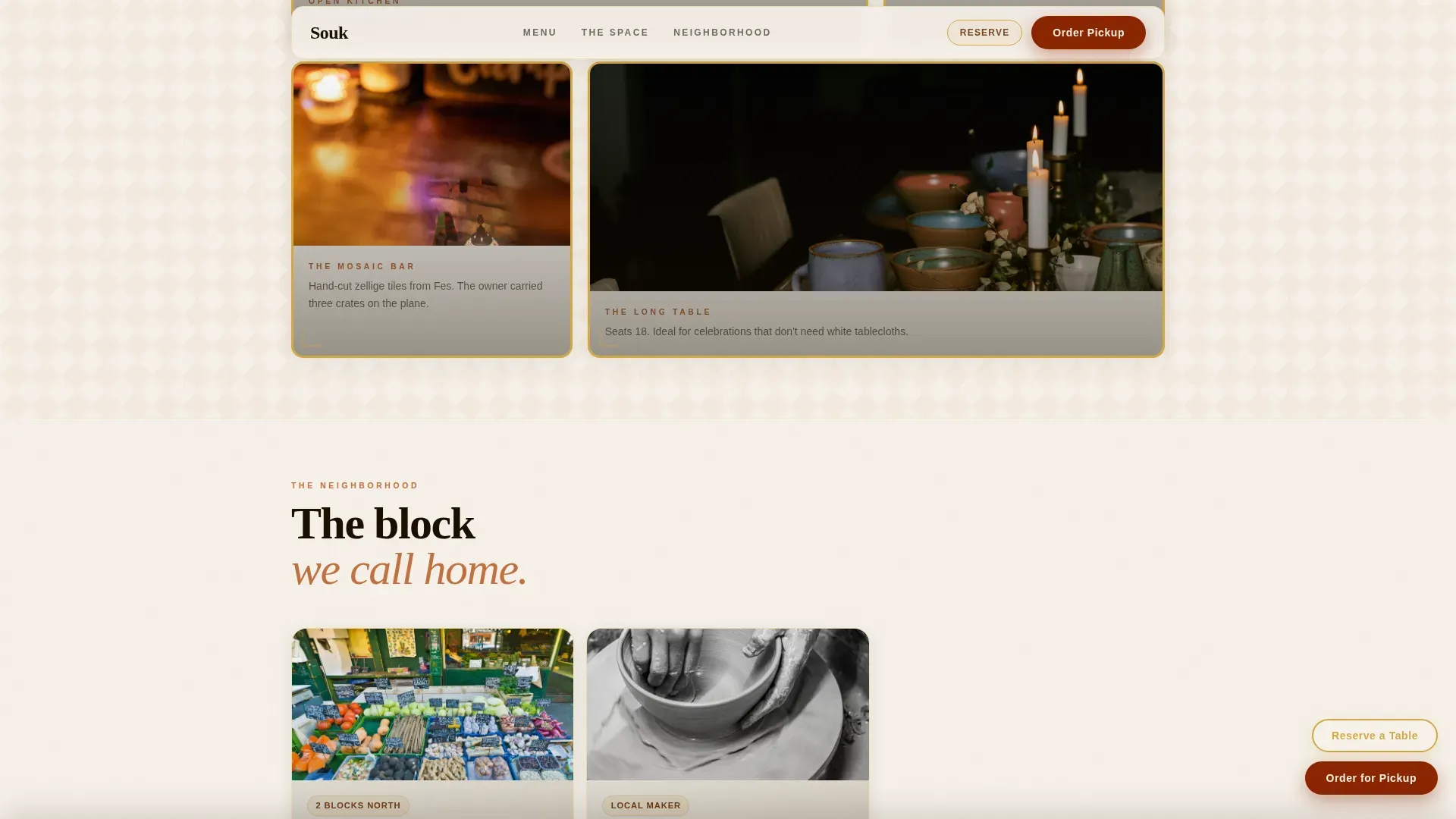 Neo-Retro Moroccan Casual Dining Landing Page Template