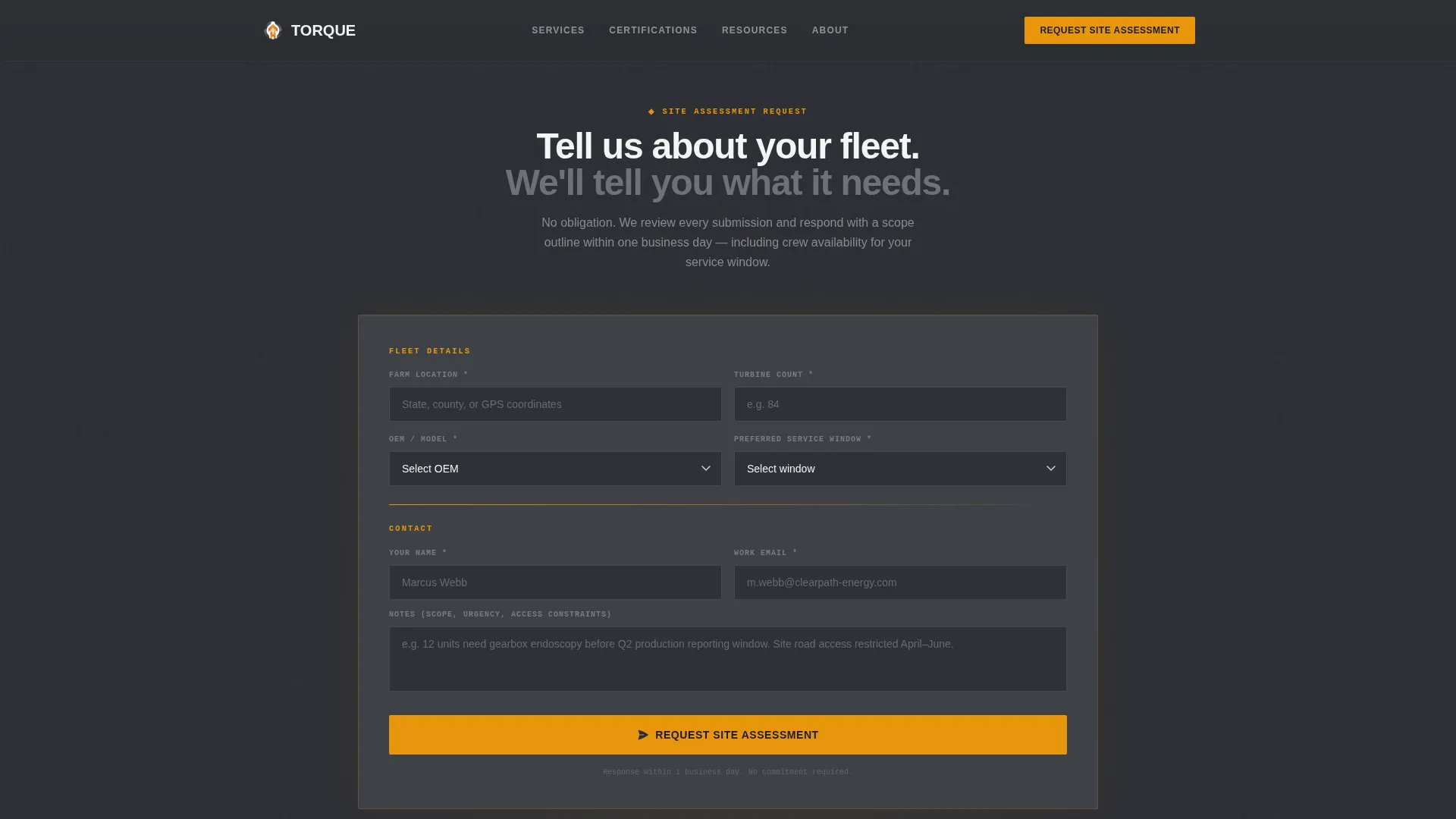 Elite Wind Technician Landing Page Template