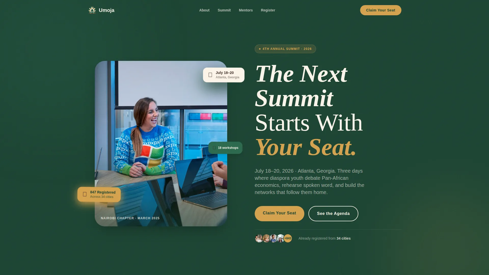 African Youth Organization Event Registration Landing Page