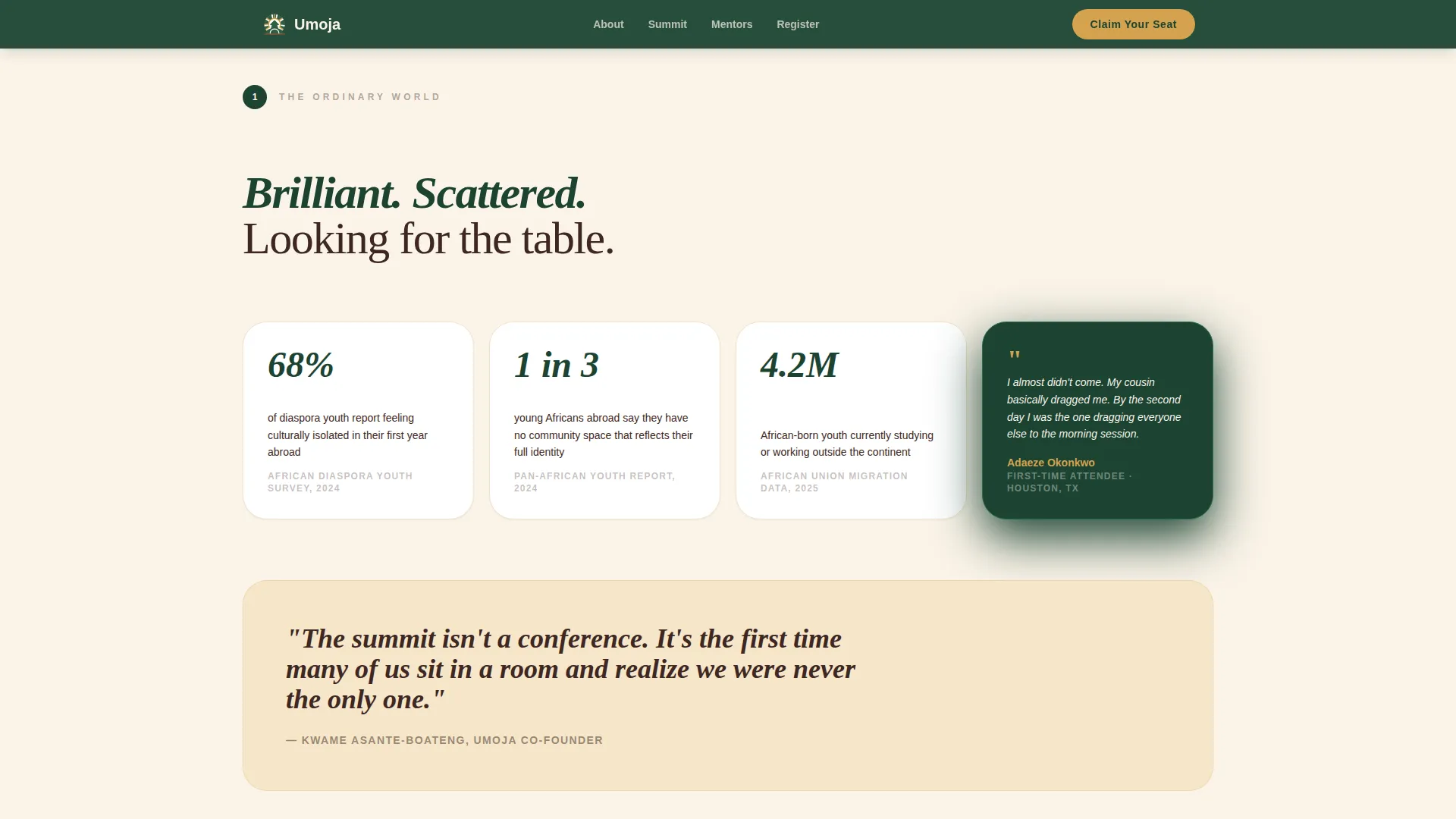 African Youth Organization Event Registration Landing Page