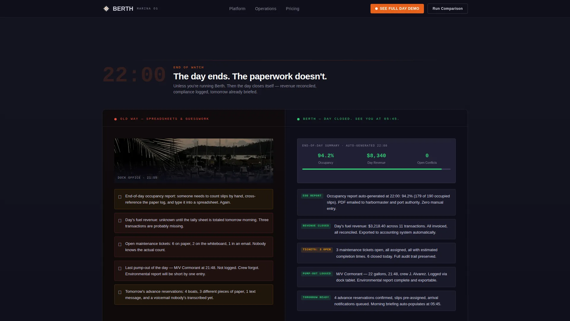 Marina Operations Software Comparison Landing Page Template