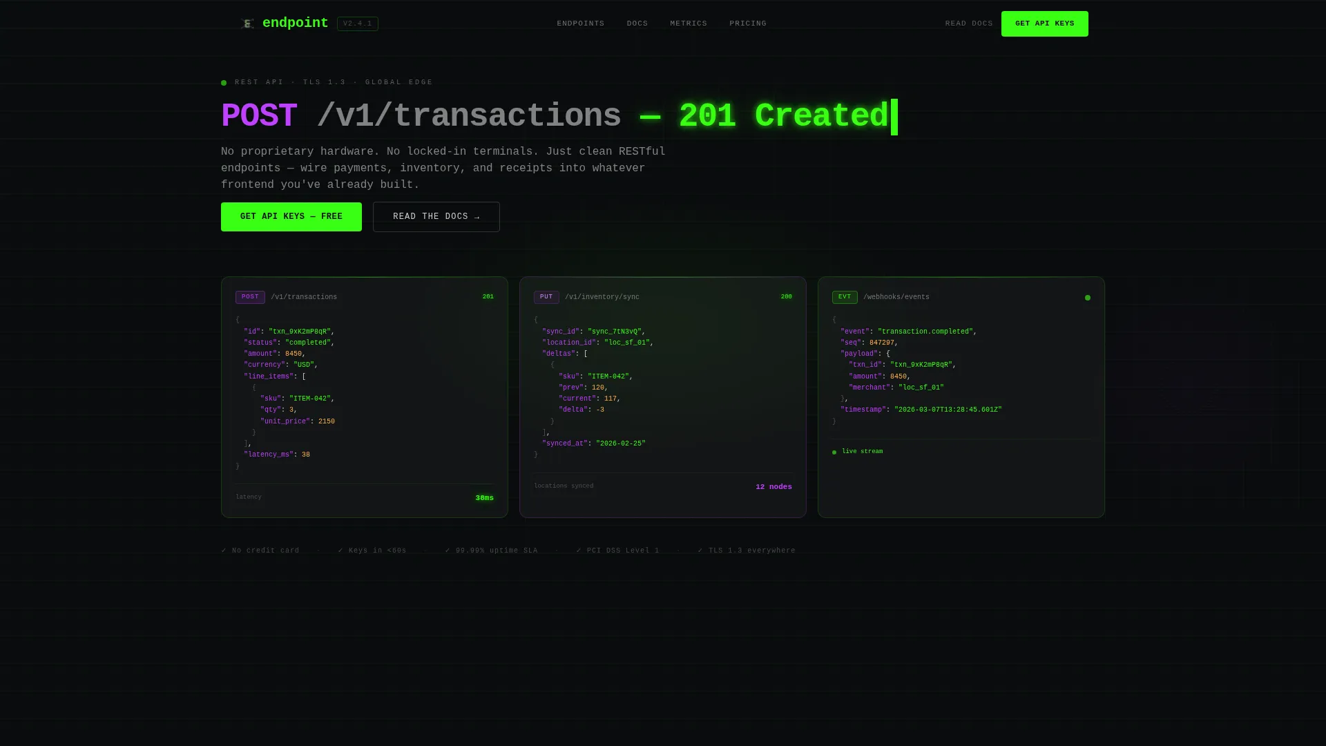 Powerful API-First Landing Page Template
