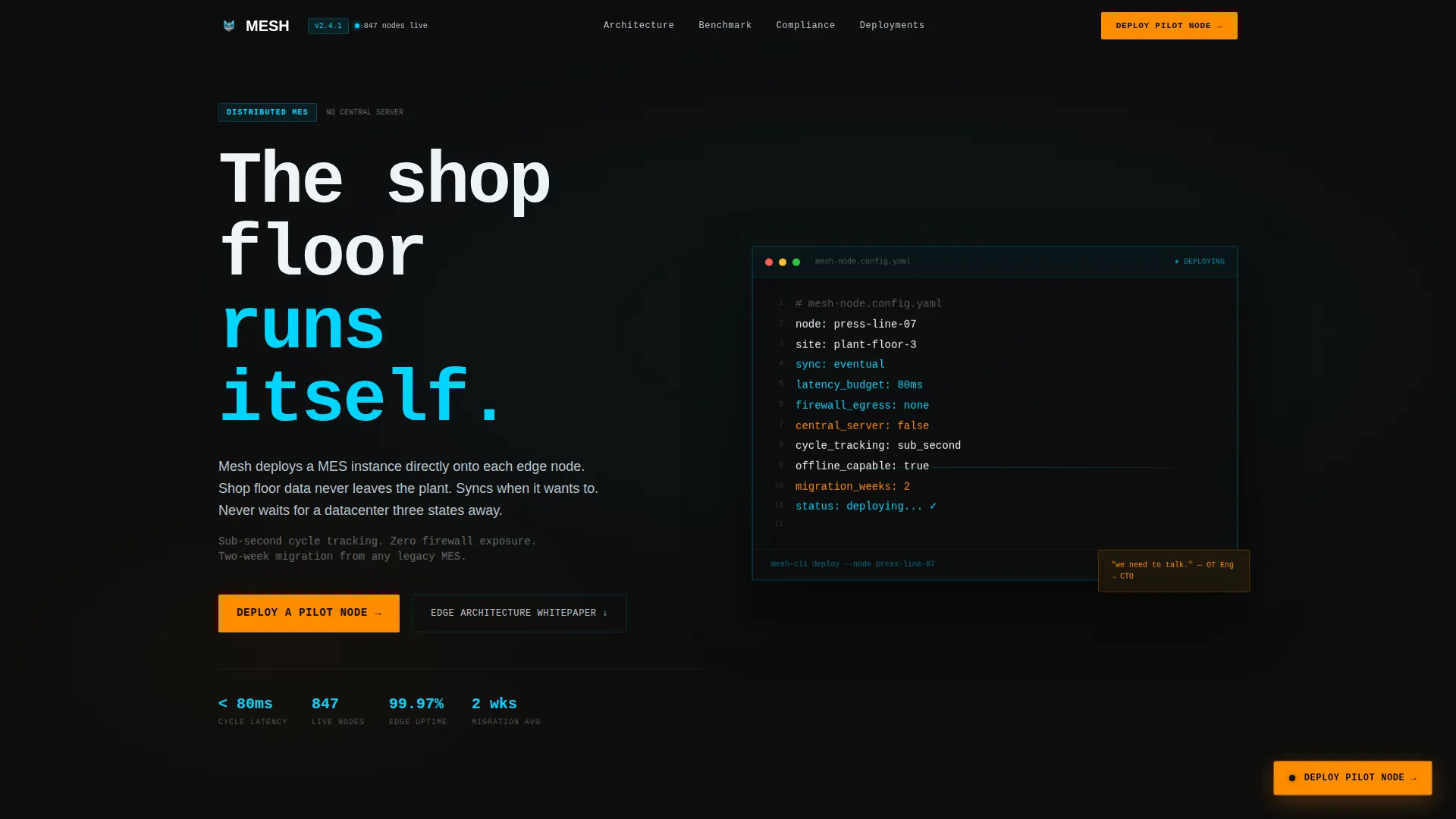 Decentralized MES Landing Page Template