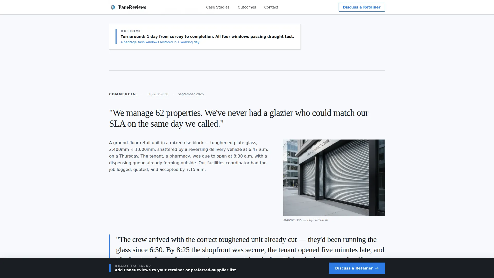 Glazier Reviews & Testimonials Landing Page Template