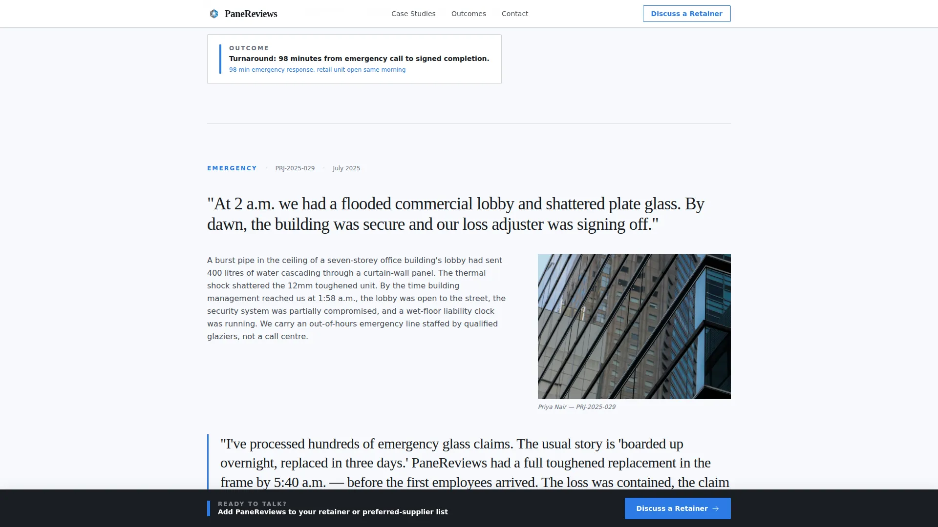 Glazier Reviews & Testimonials Landing Page Template