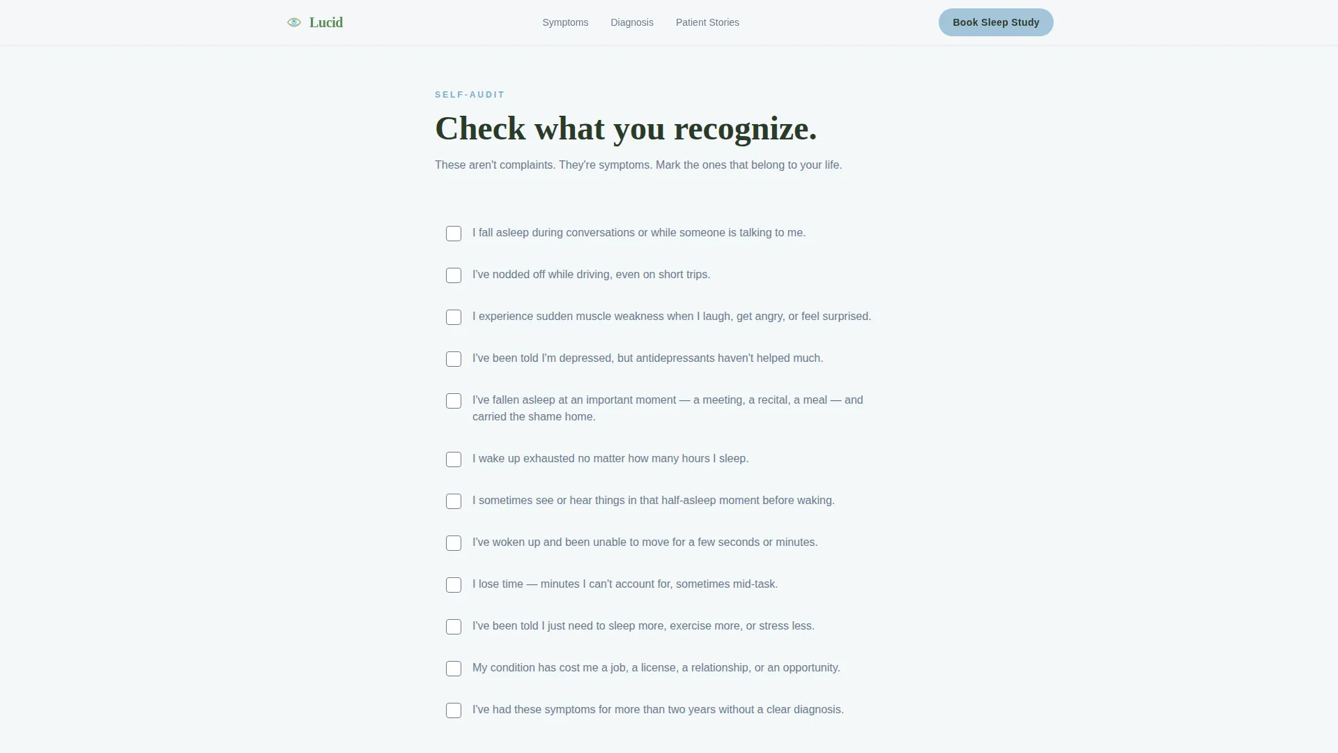 Narcolepsy Sleep Clinic Landing Page Template