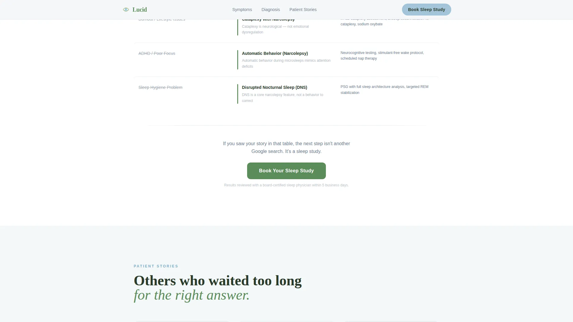 Narcolepsy Sleep Clinic Landing Page Template