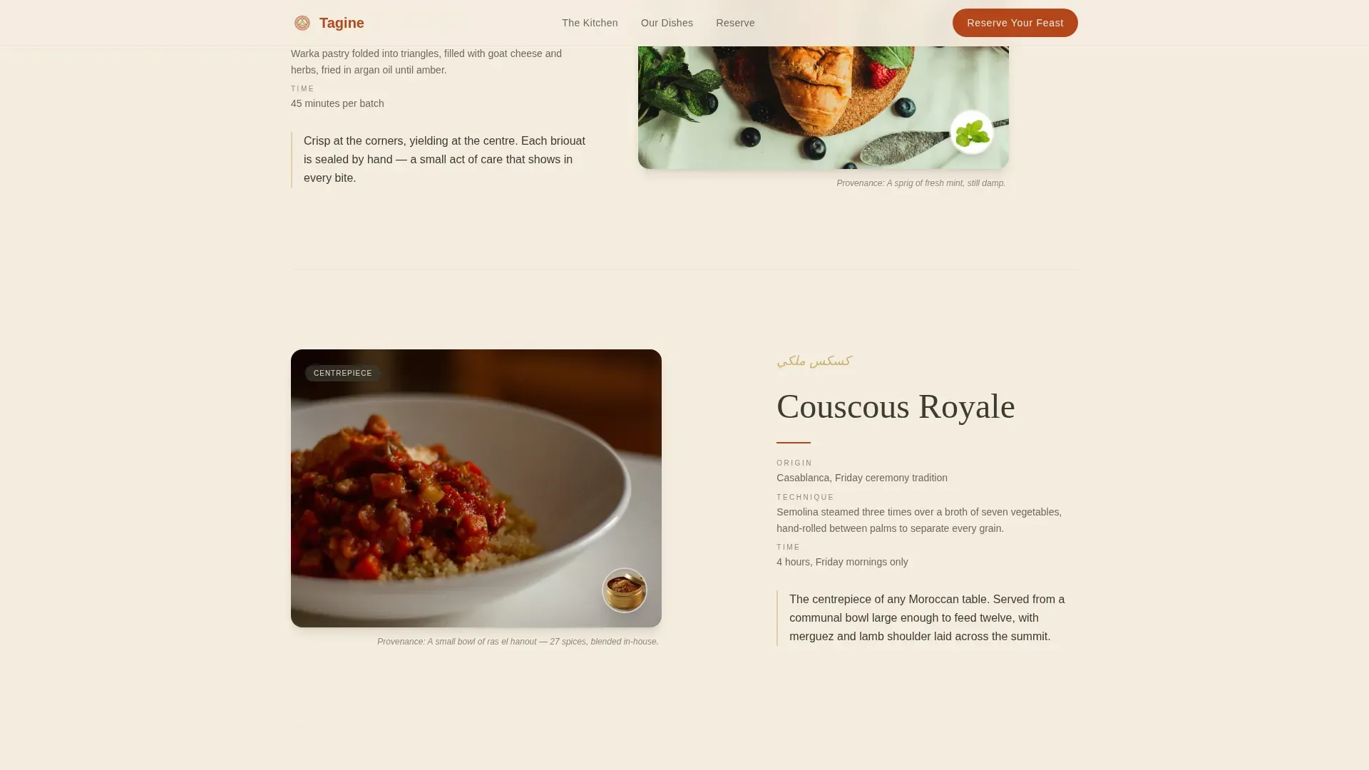 Reserve Your Moroccan Feast Landing Page Template