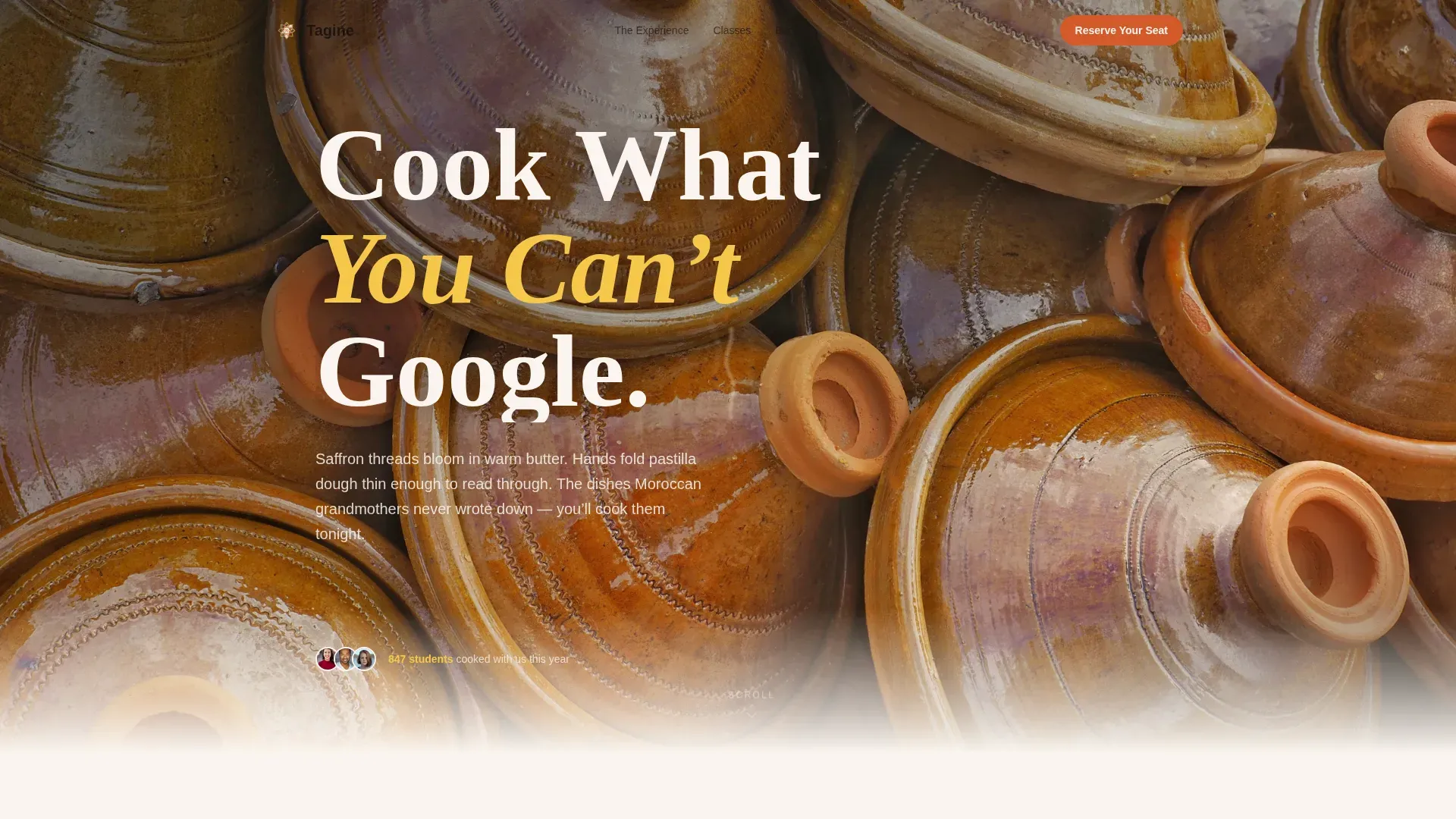 Moroccan Cooking Class Landing Page Template