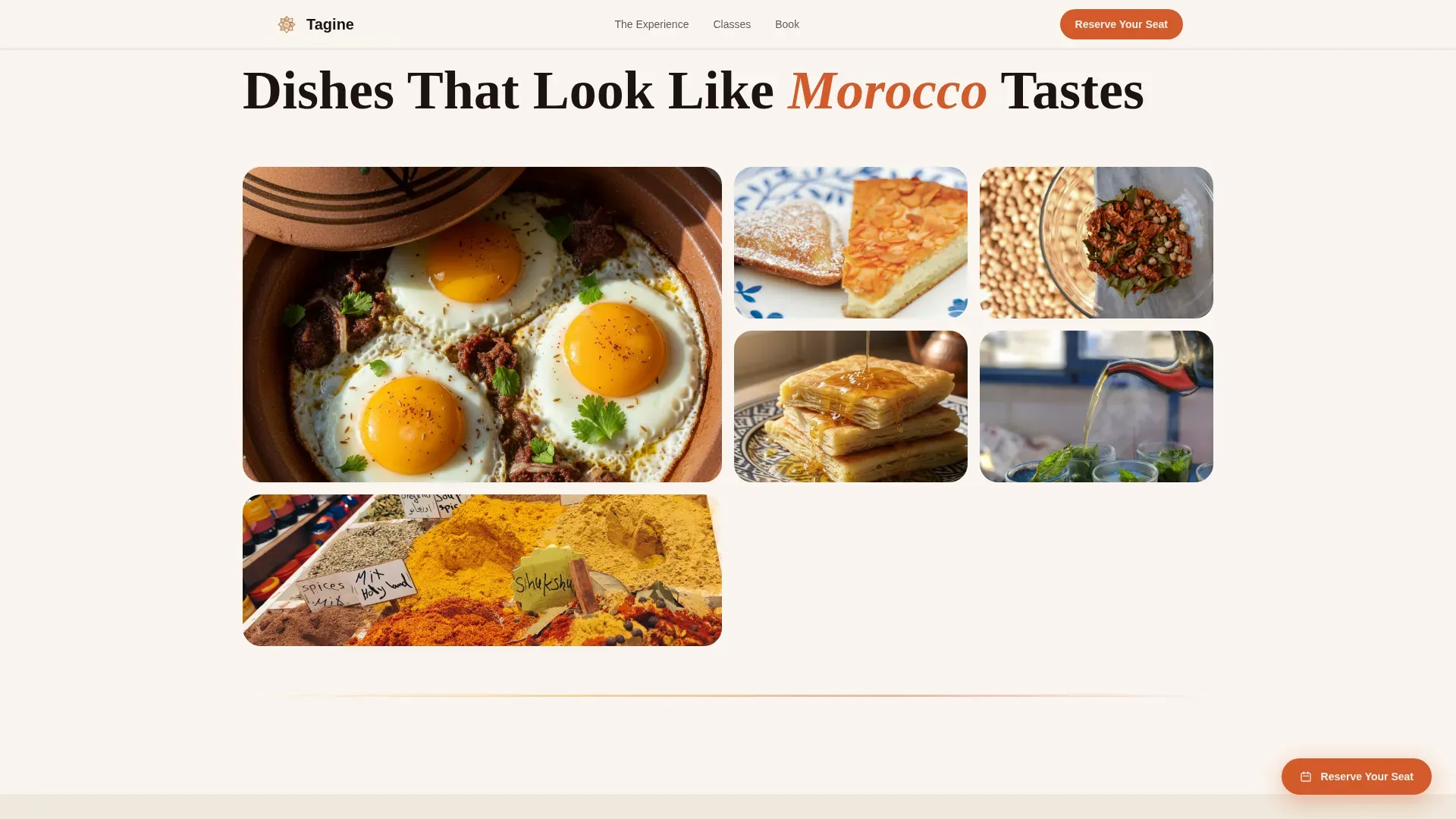 Moroccan Cooking Class Landing Page Template