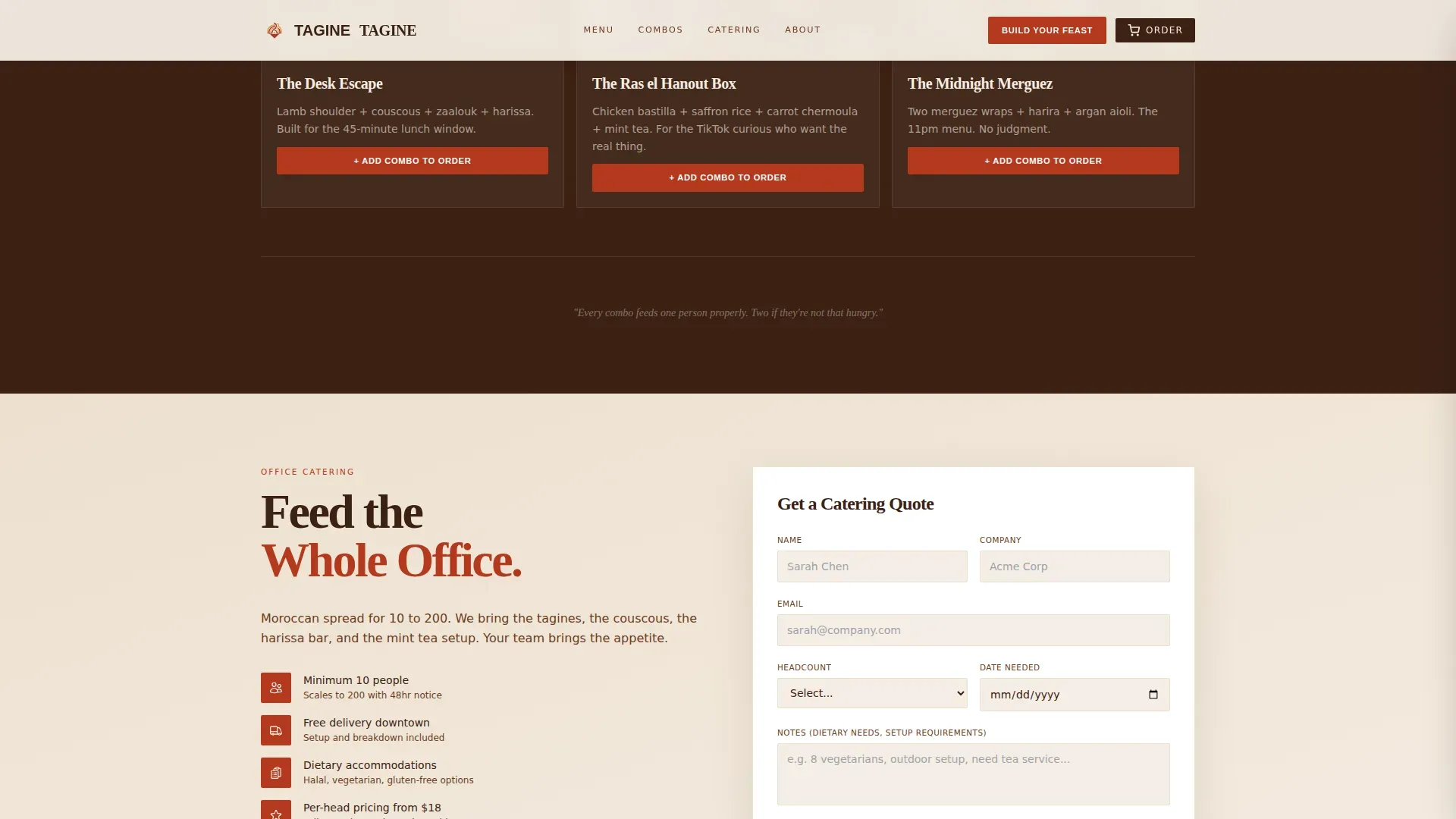 Moroccan Fast Casual Restaurant Landing Page Template