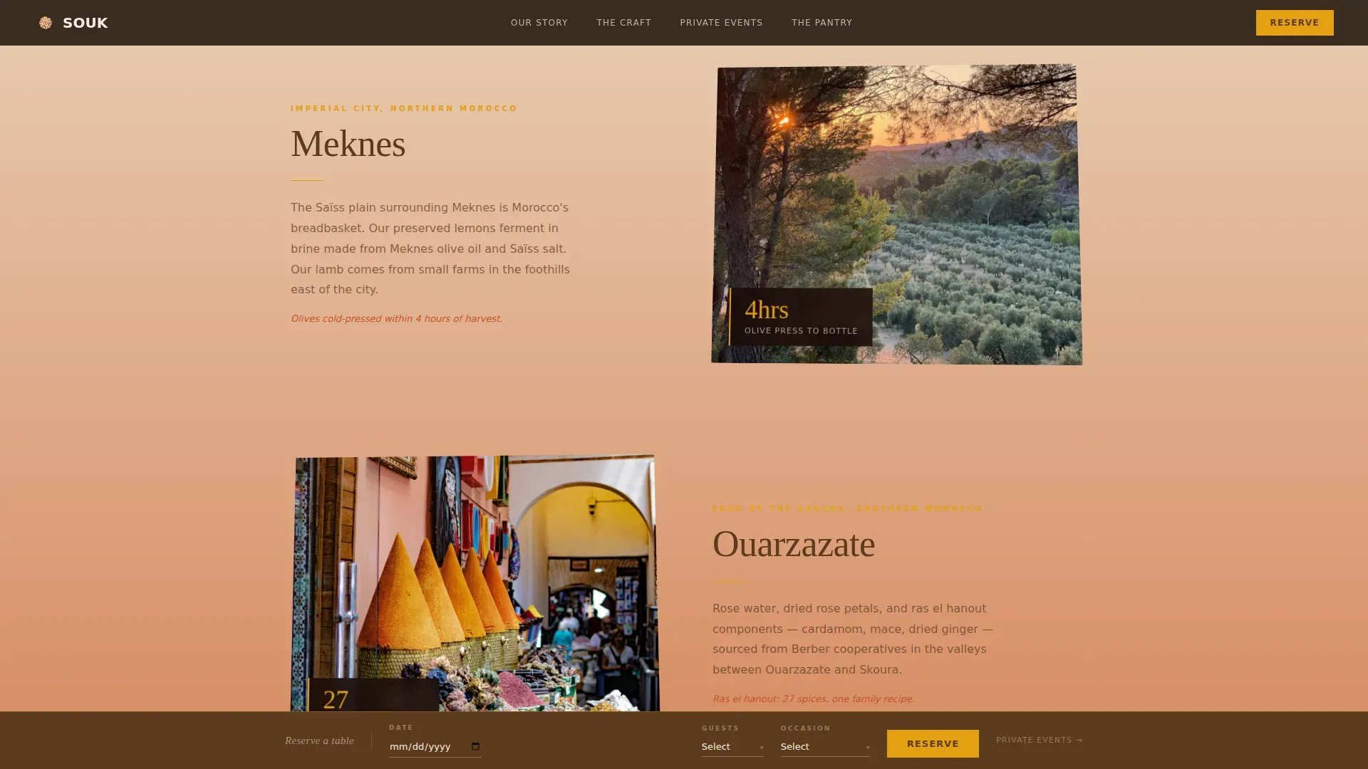 Immersive Moroccan Fine Dining Landing Page Template