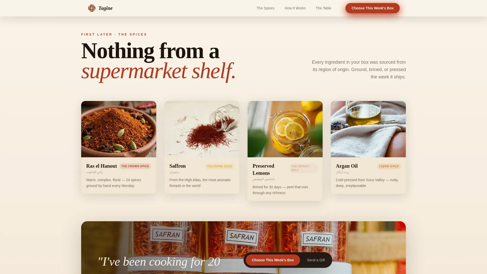 Moroccan Meal Kit Delivery Landing Page Template