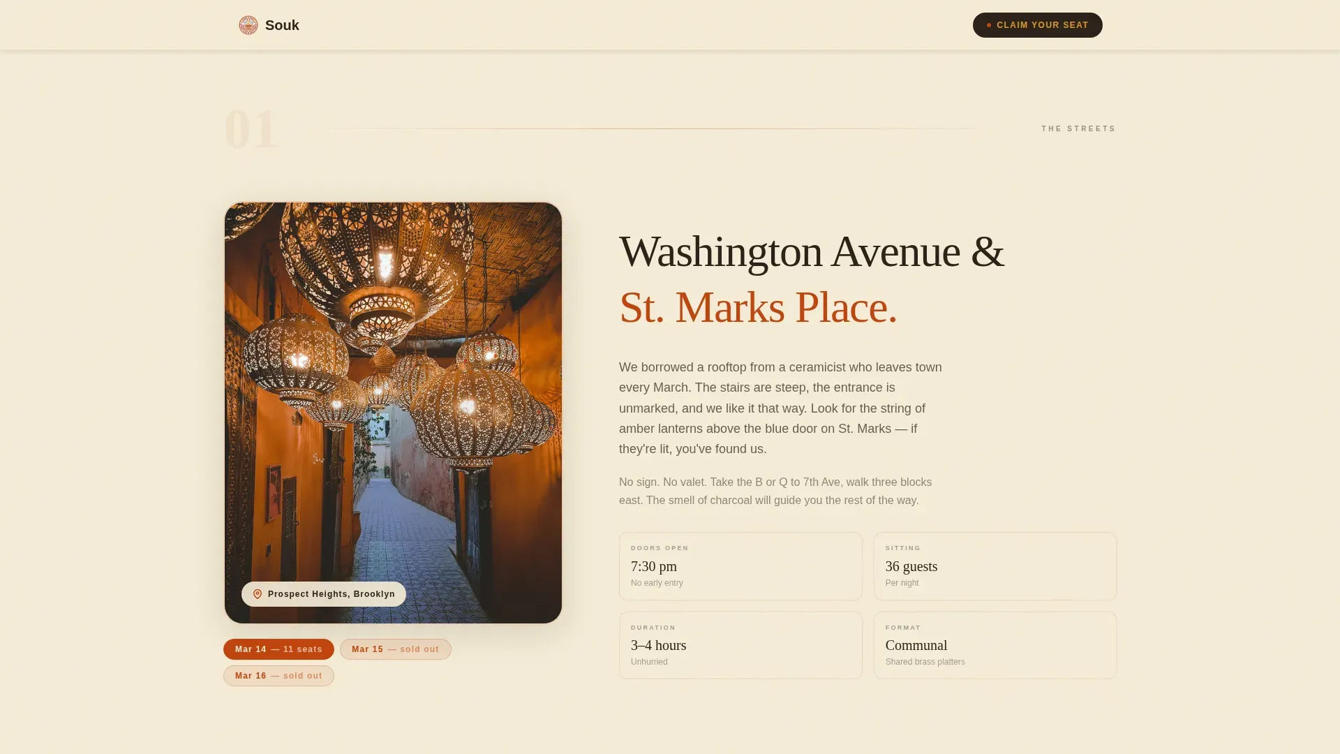 Moroccan Pop-Up Restaurant Landing Page Template