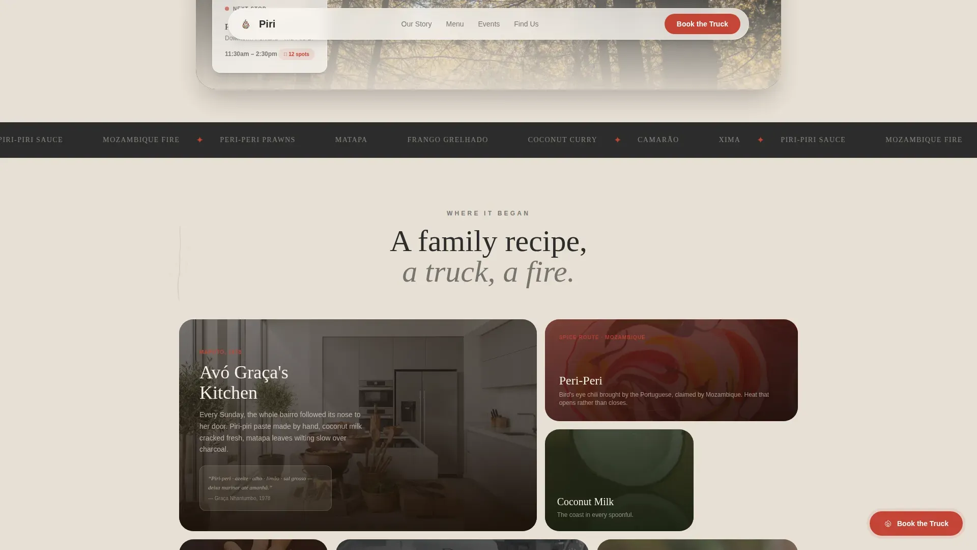 Mozambican Cuisine Booking Website Template