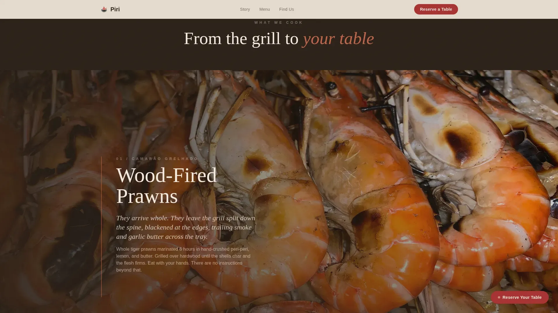 Mozambican Restaurant Landing Page Template