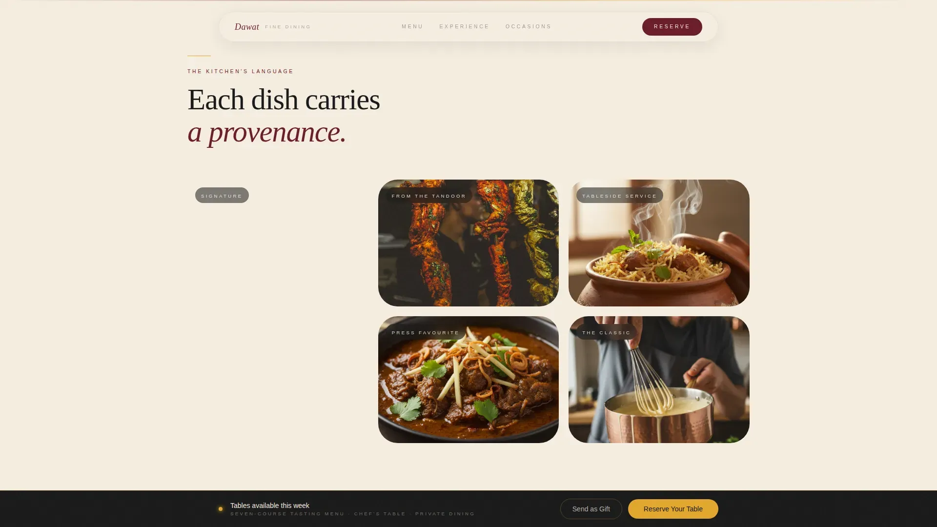 Regional & Specialty Restaurant Appointment Booking Website Template