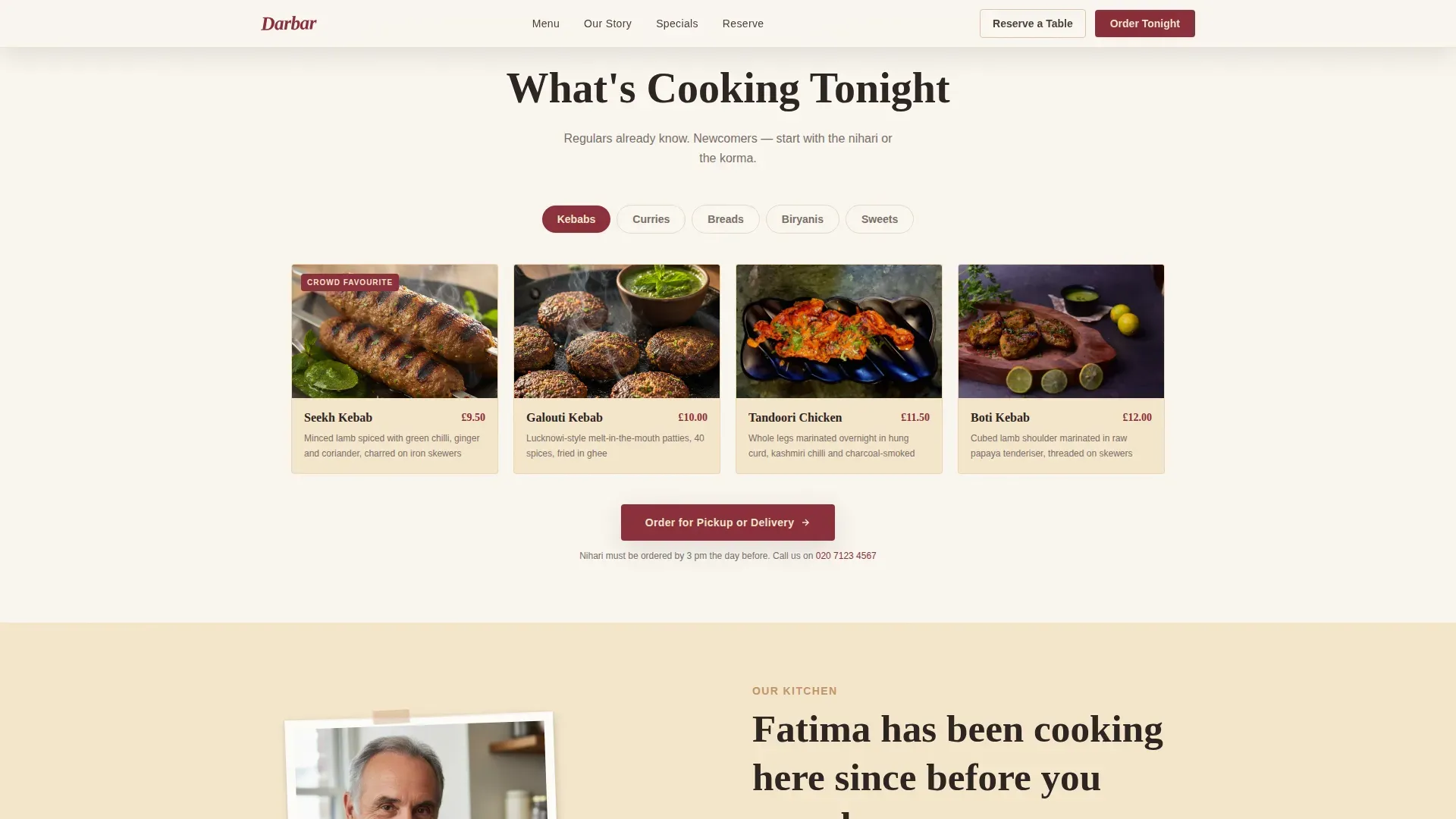 Mughlai Restaurant Landing Page Template | Warm Artisan