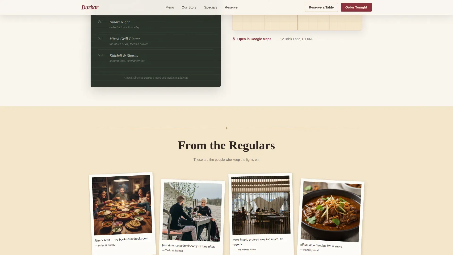 Mughlai Restaurant Landing Page Template | Warm Artisan