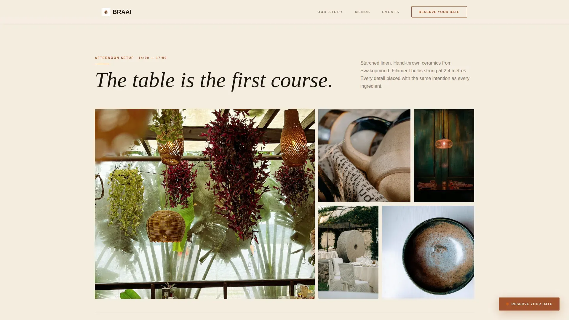 Luxe Namibian Catering Booking Landing Page Template