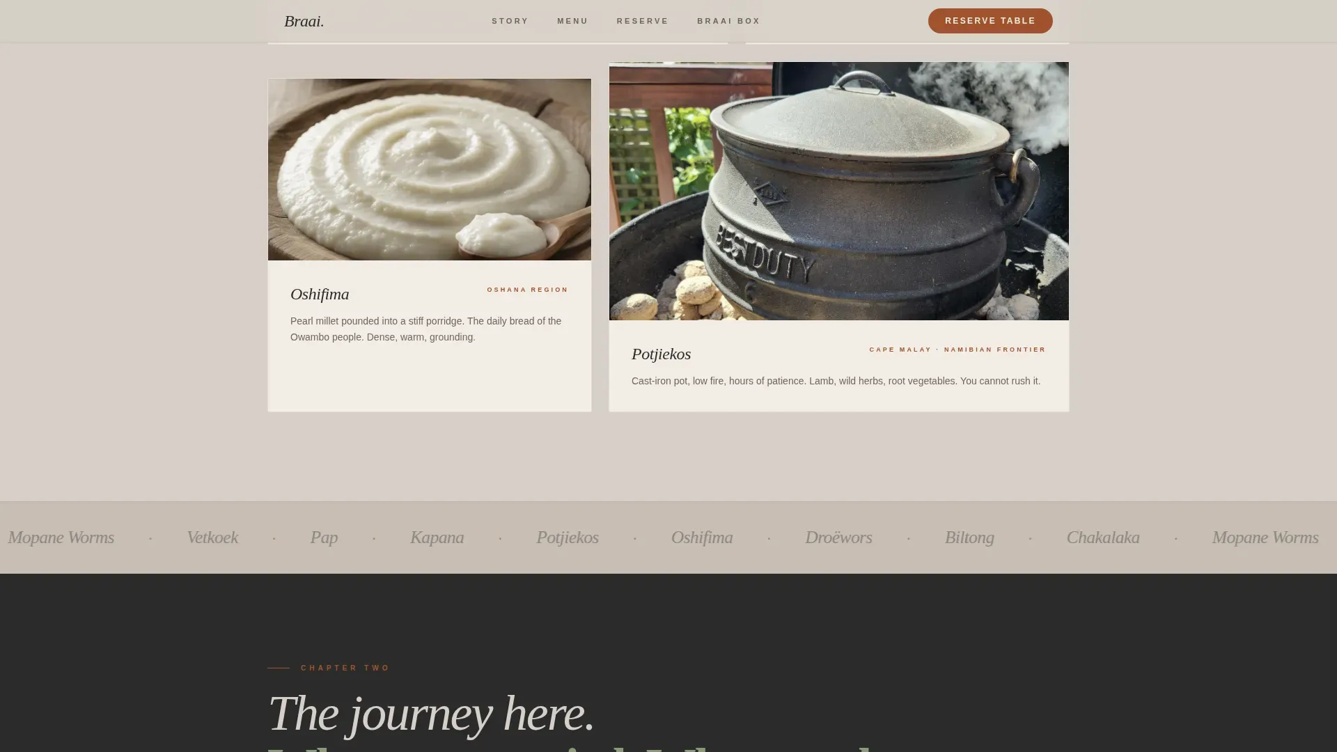 Smoky Namibian Restaurant Landing Page Template