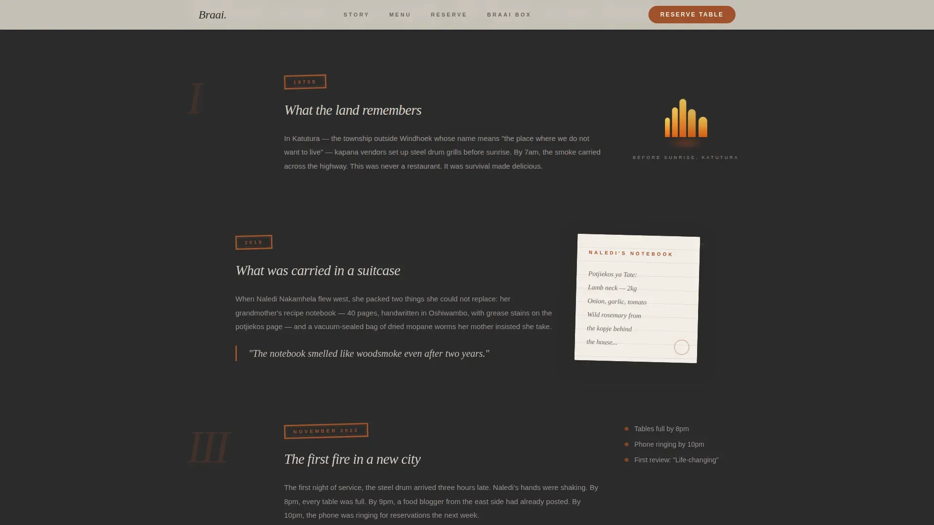 Smoky Namibian Restaurant Landing Page Template