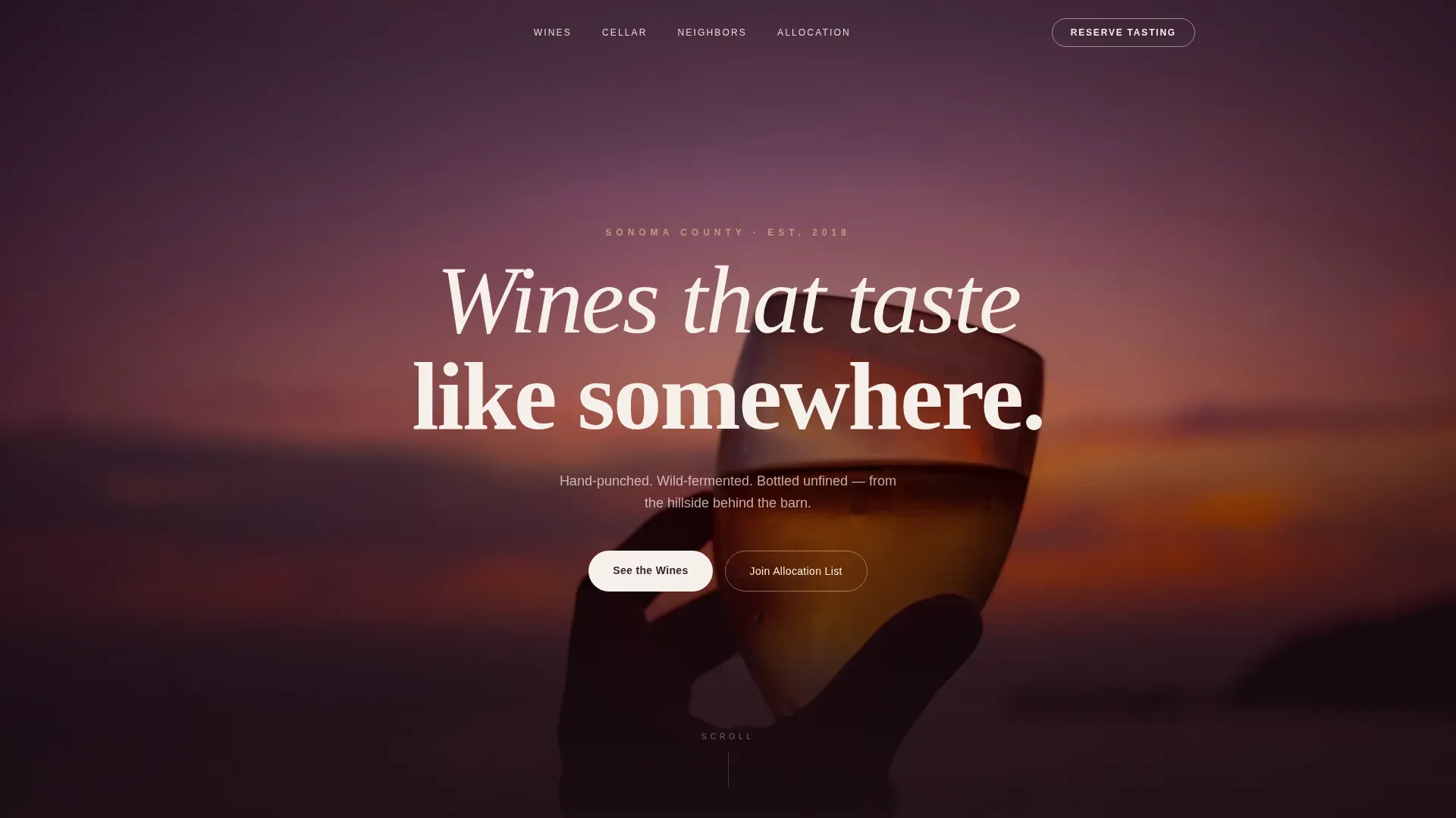 Luxe Minimal Natural Wine Maker Landing Page Template