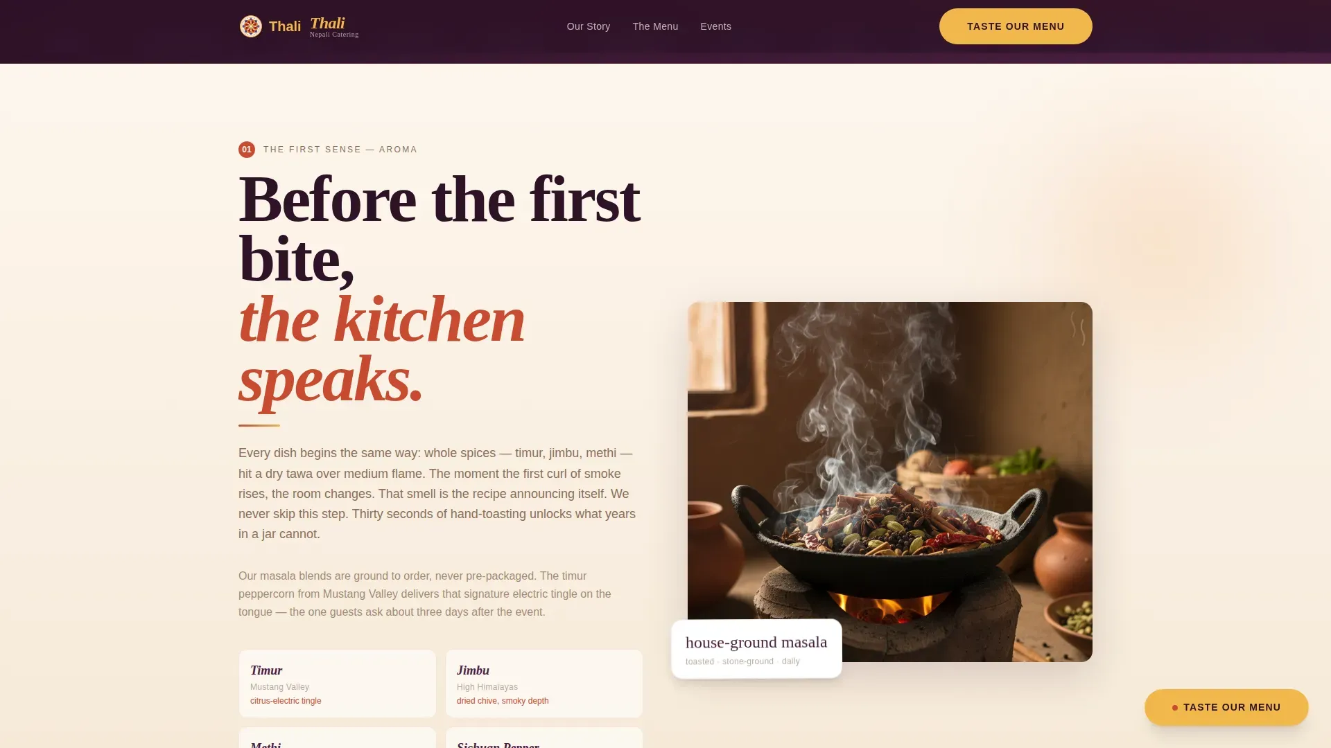 Haute Craft Nepalese Catering Landing Page Template