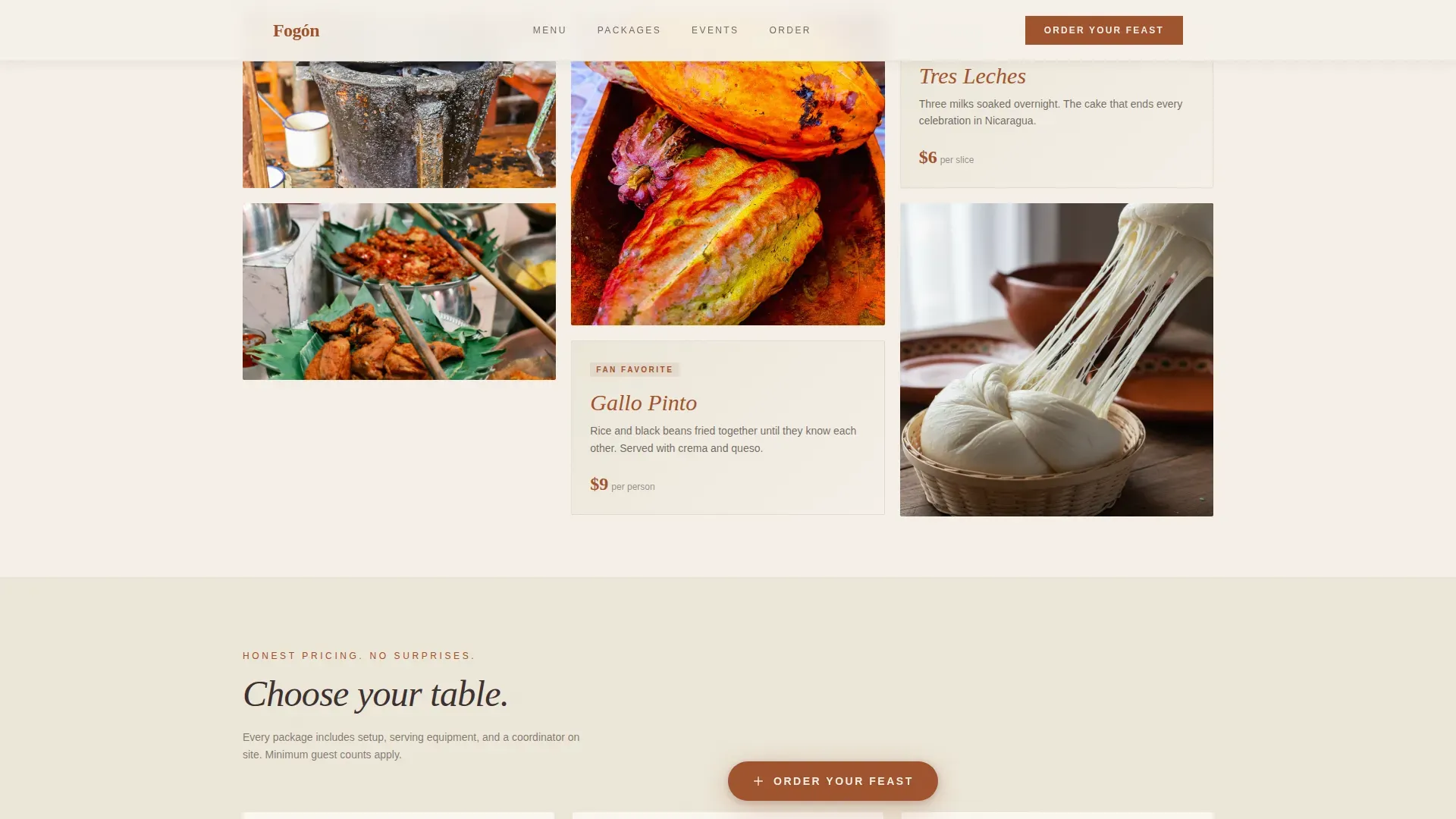 Nicaraguan Catering Landing Page Template