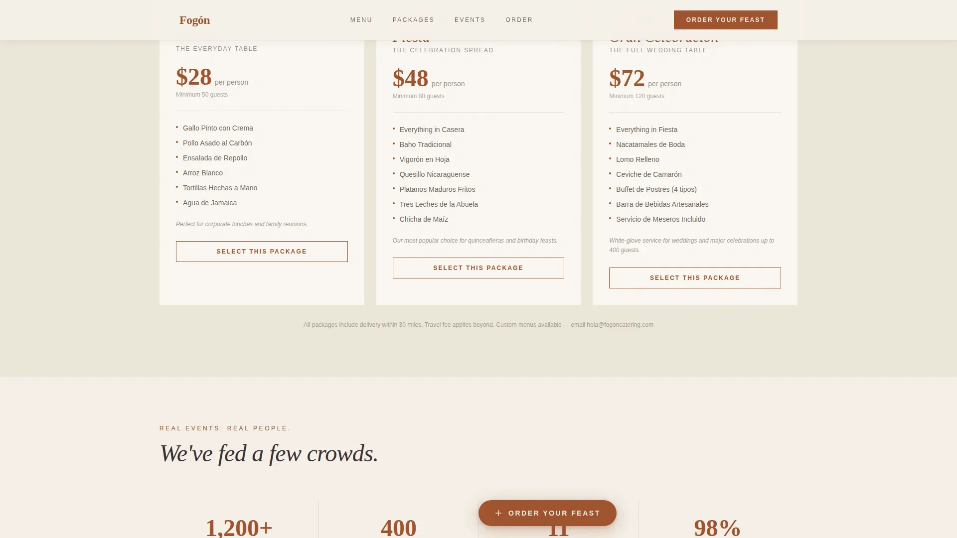 Nicaraguan Catering Landing Page Template