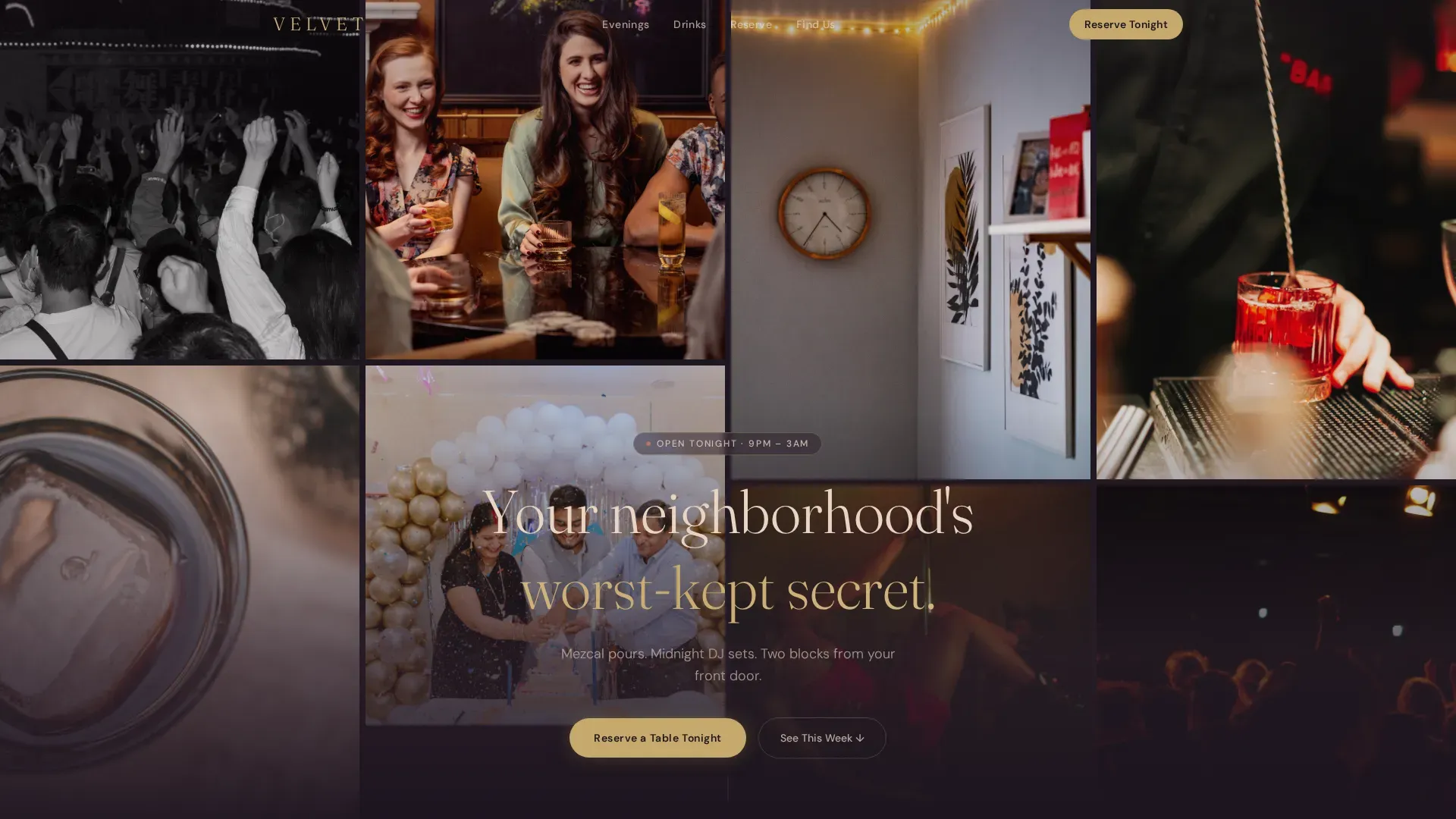 Neighborhood Nightclub & Lounge Reservation Website Template