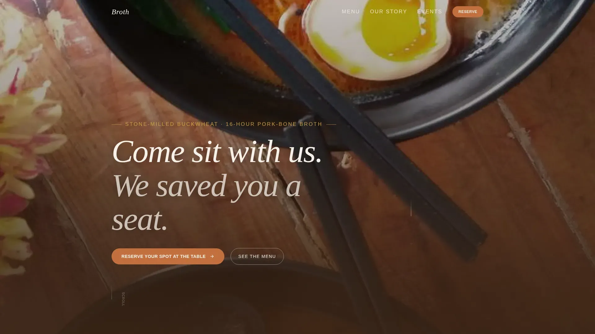 Agrarian Ramen Bar Event Registration Landing Page Template