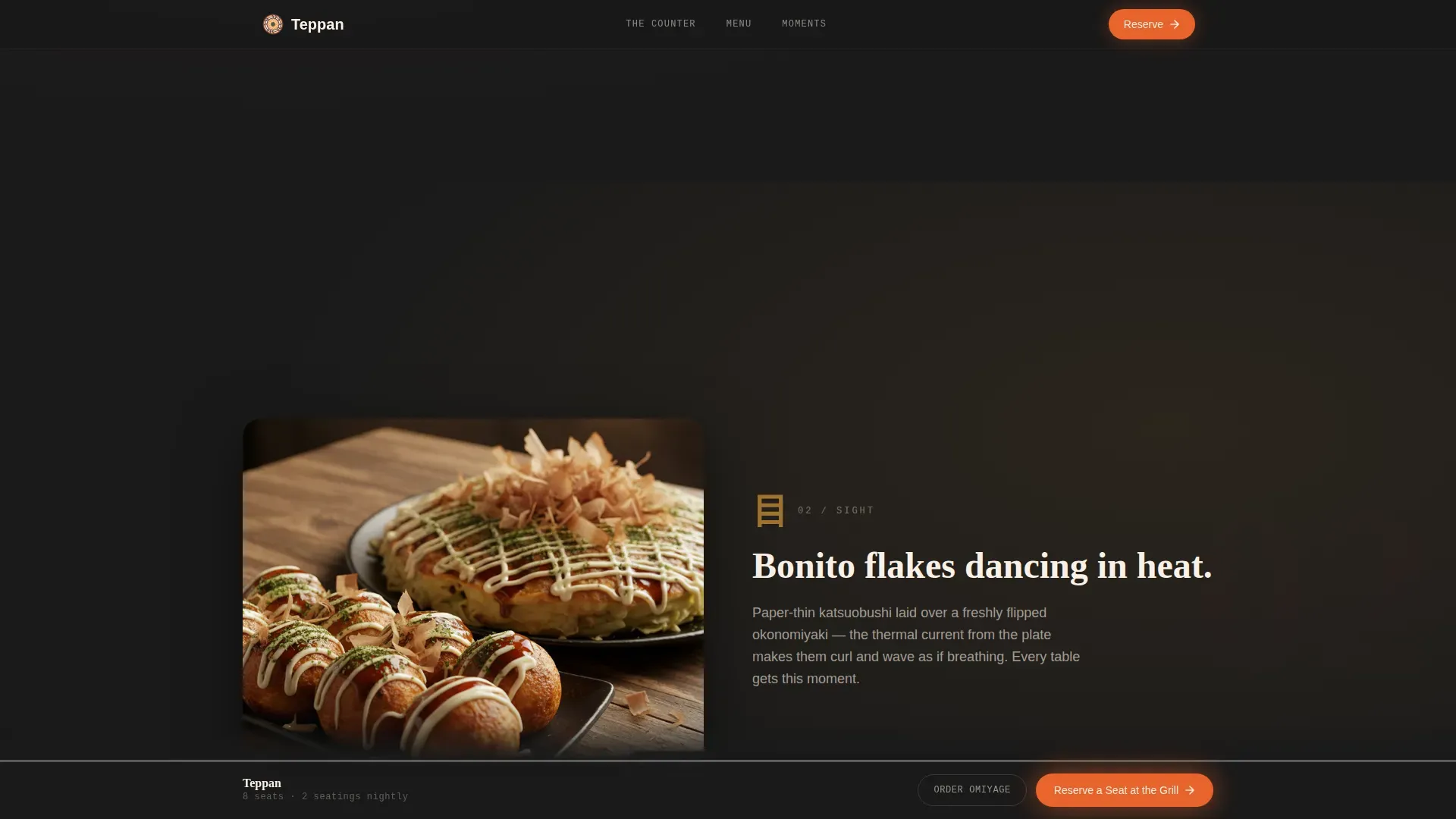 Luxe Okonomiyaki Restaurant Landing Page Template
