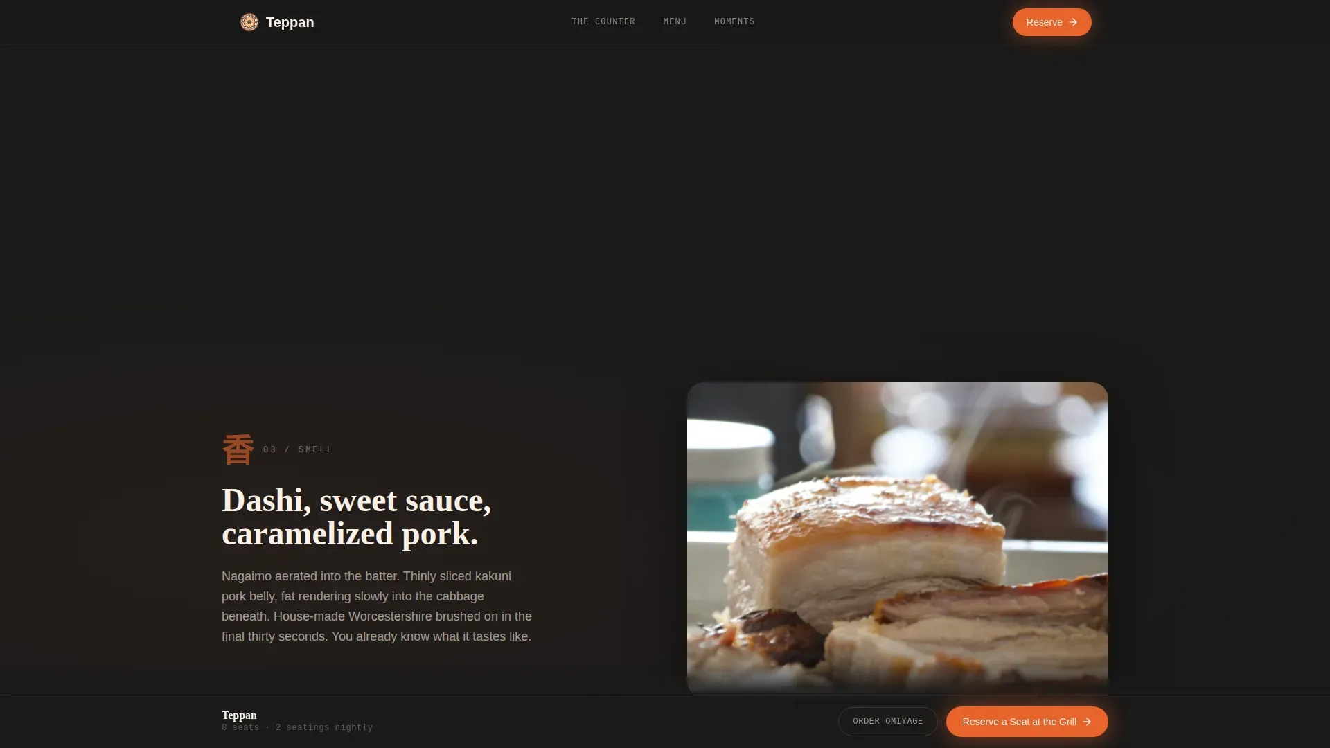 Luxe Okonomiyaki Restaurant Landing Page Template