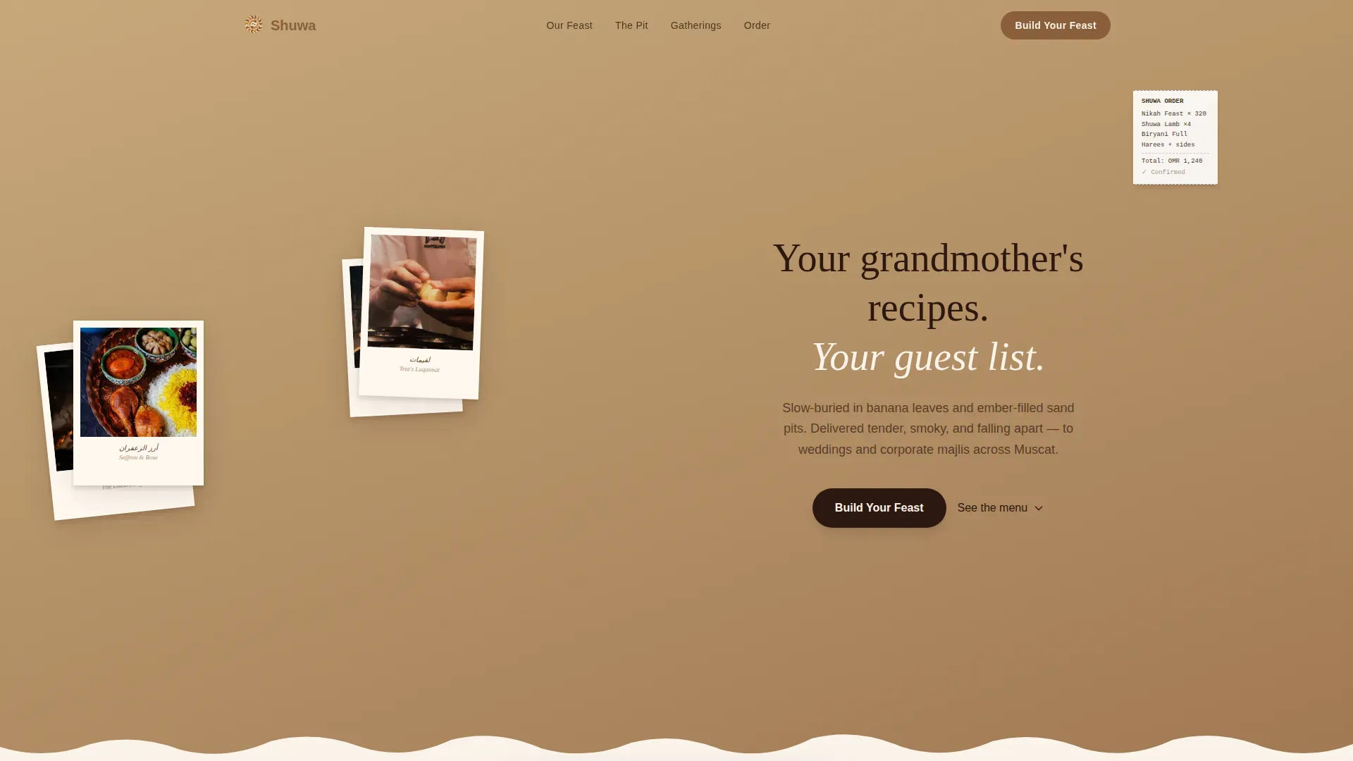 Omani Catering Landing Page Template | Warm Stone