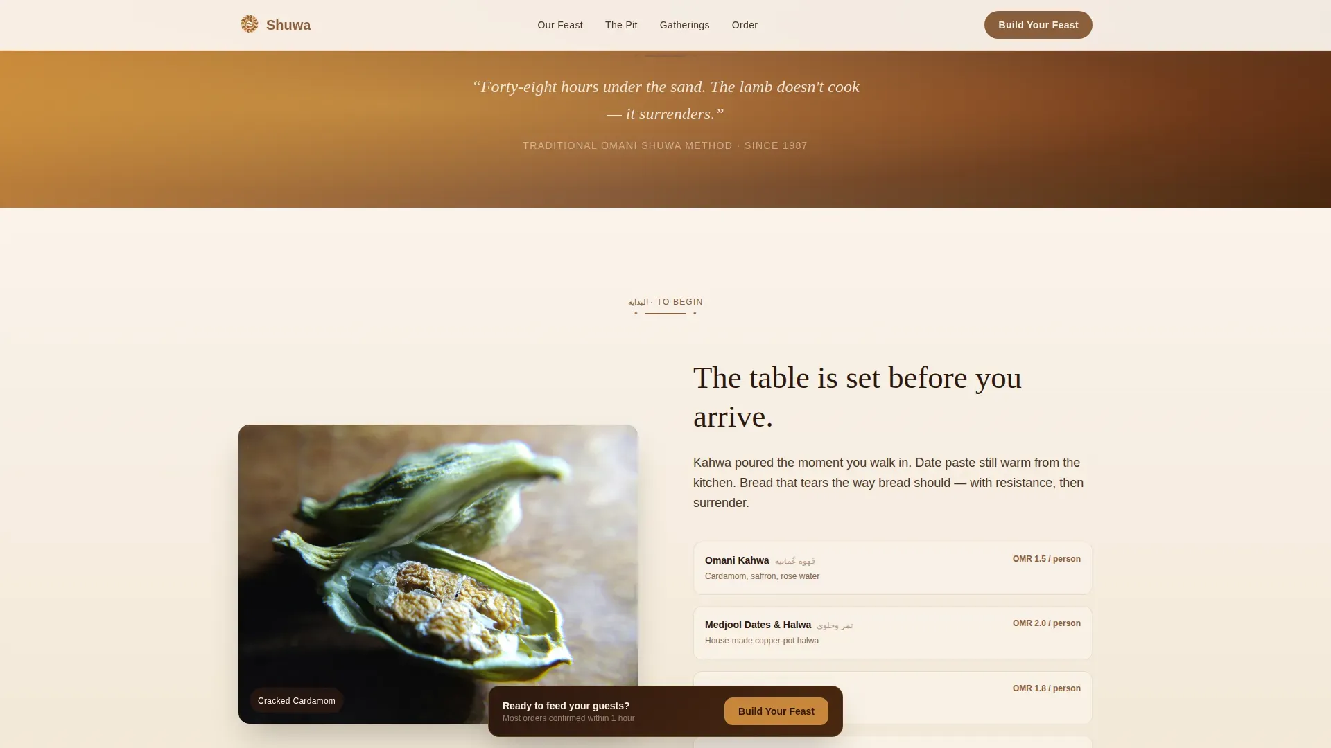Omani Catering Landing Page Template | Warm Stone