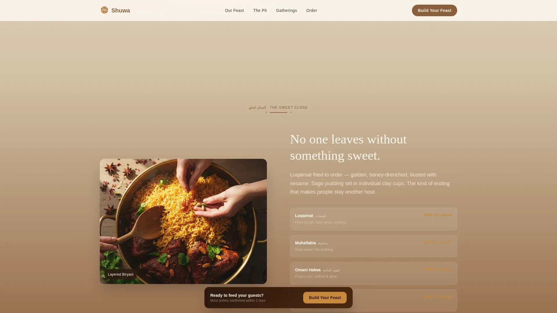 Omani Catering Landing Page Template | Warm Stone