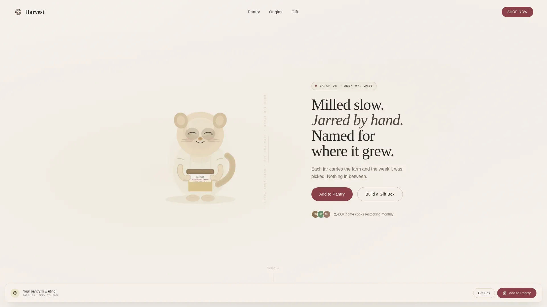 Small Batch Artisan Food Landing Page Template