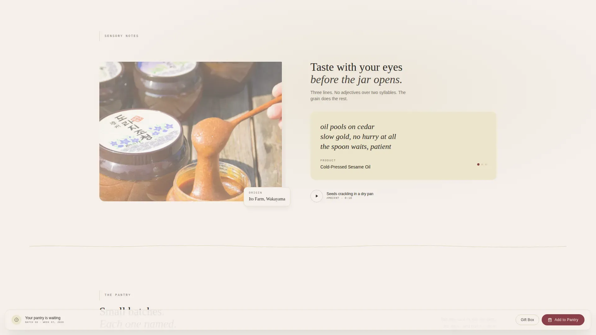 Small Batch Artisan Food Landing Page Template