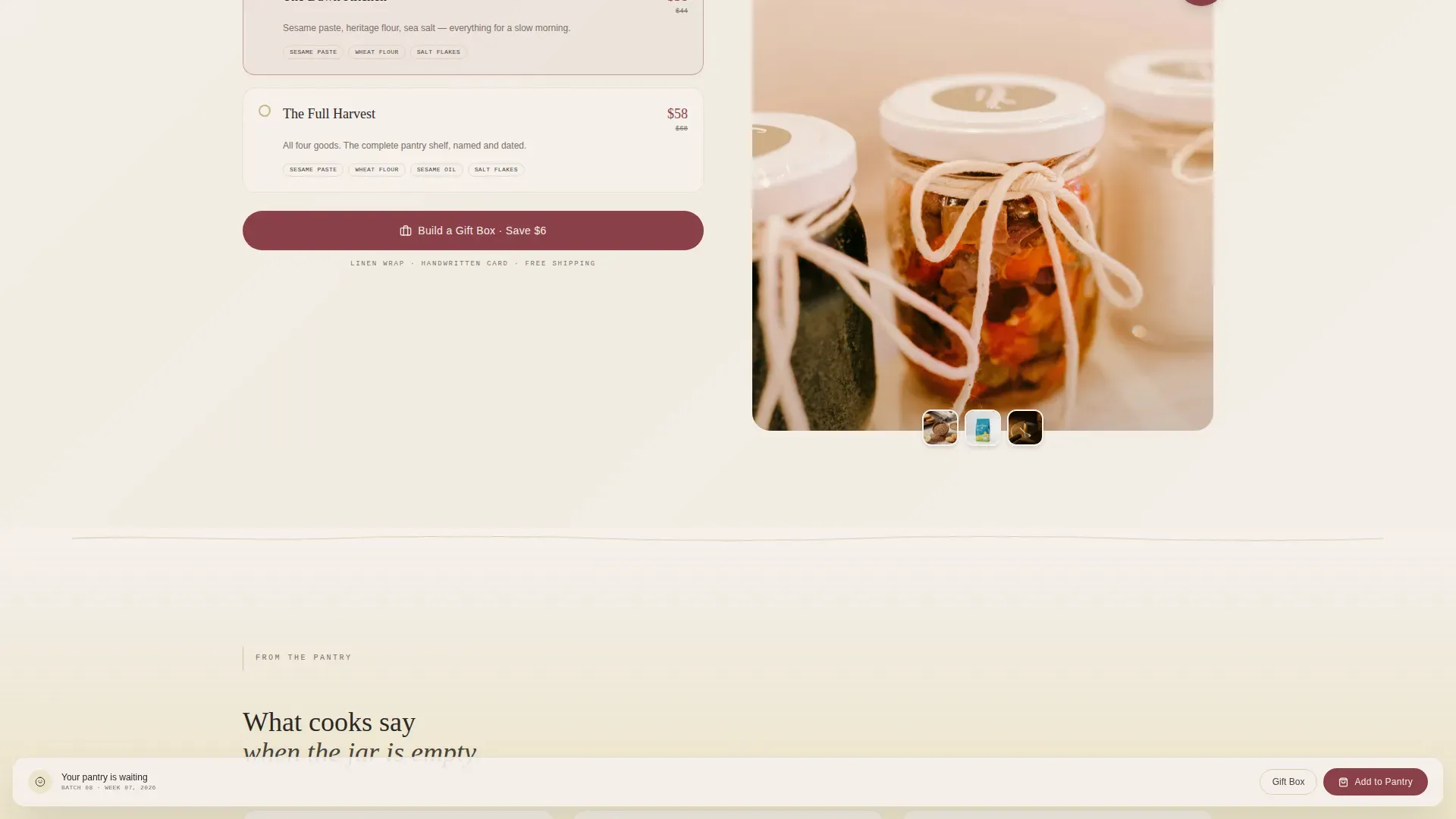 Small Batch Artisan Food Landing Page Template