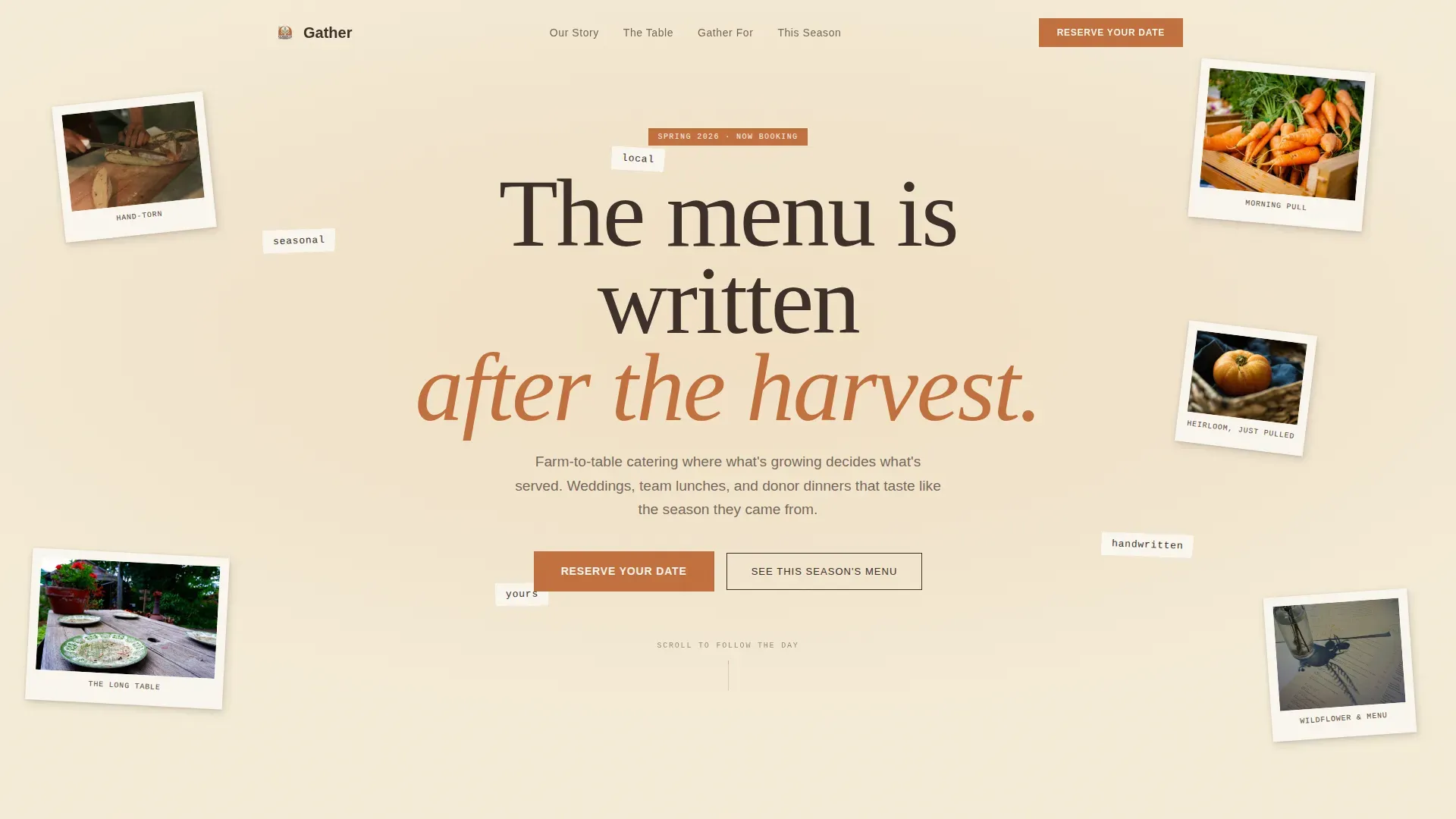 Heirloom Catering Service Landing Page Template