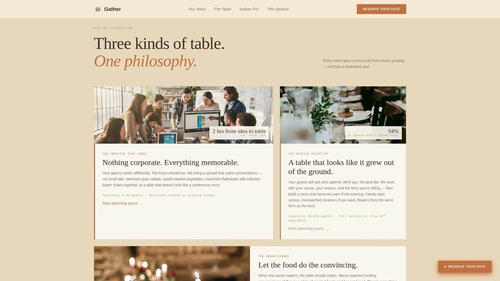 Heirloom Catering Service Landing Page Template