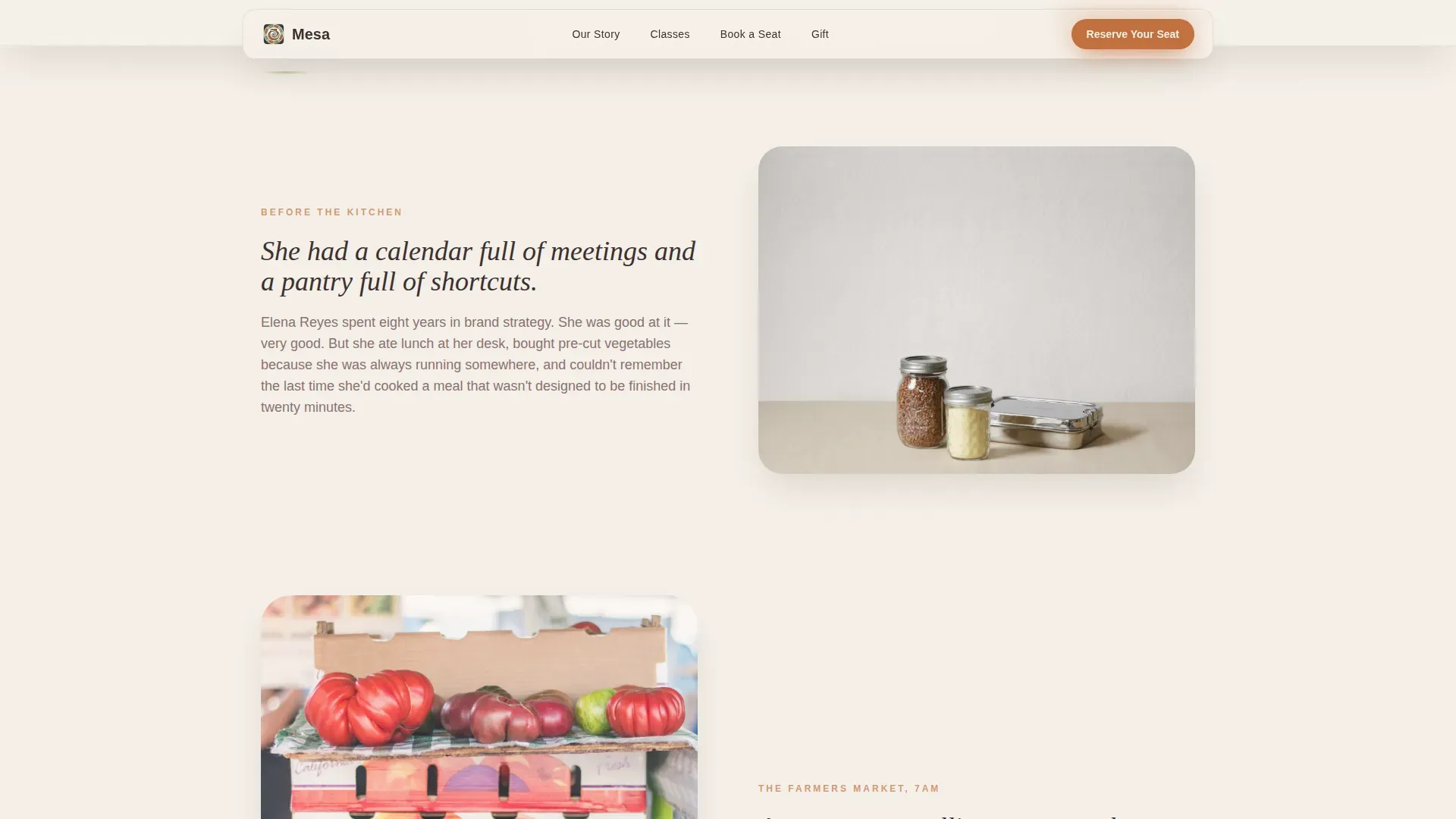 Organic Cooking Class Landing Page Template | Pastoral Calm