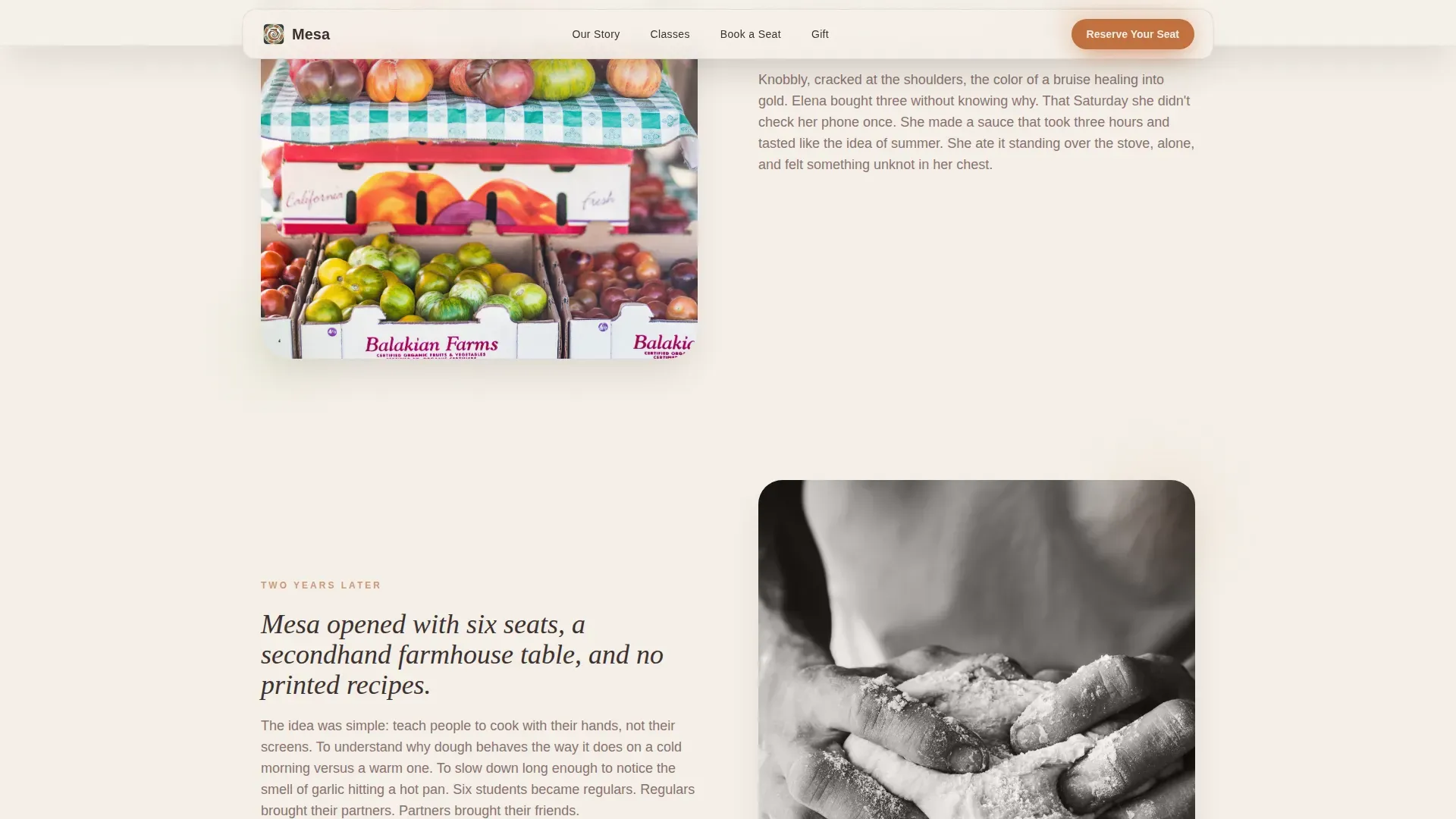 Organic Cooking Class Landing Page Template | Pastoral Calm