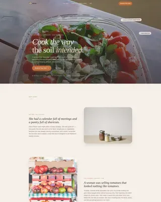 Organic Cooking Class Landing Page Template | Pastoral Calm