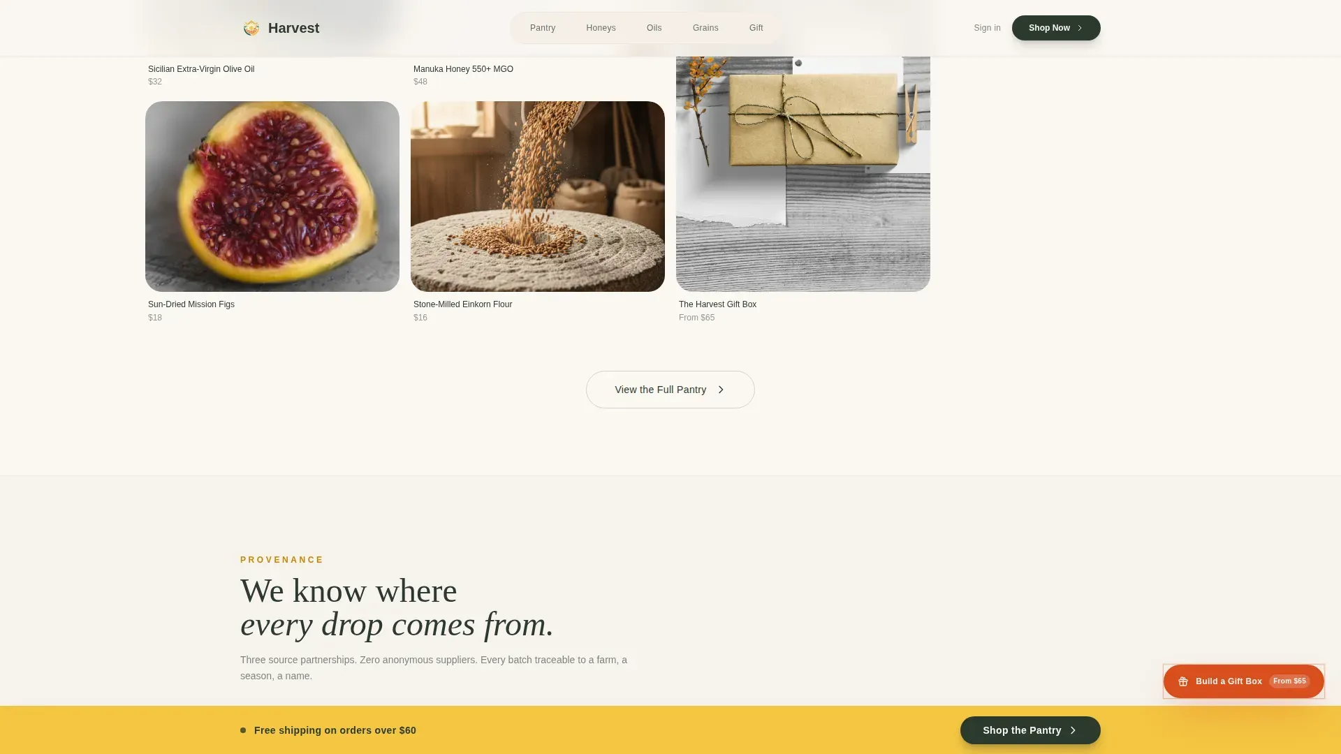Luxe Minimal Organic Food Brand Landing Page Template