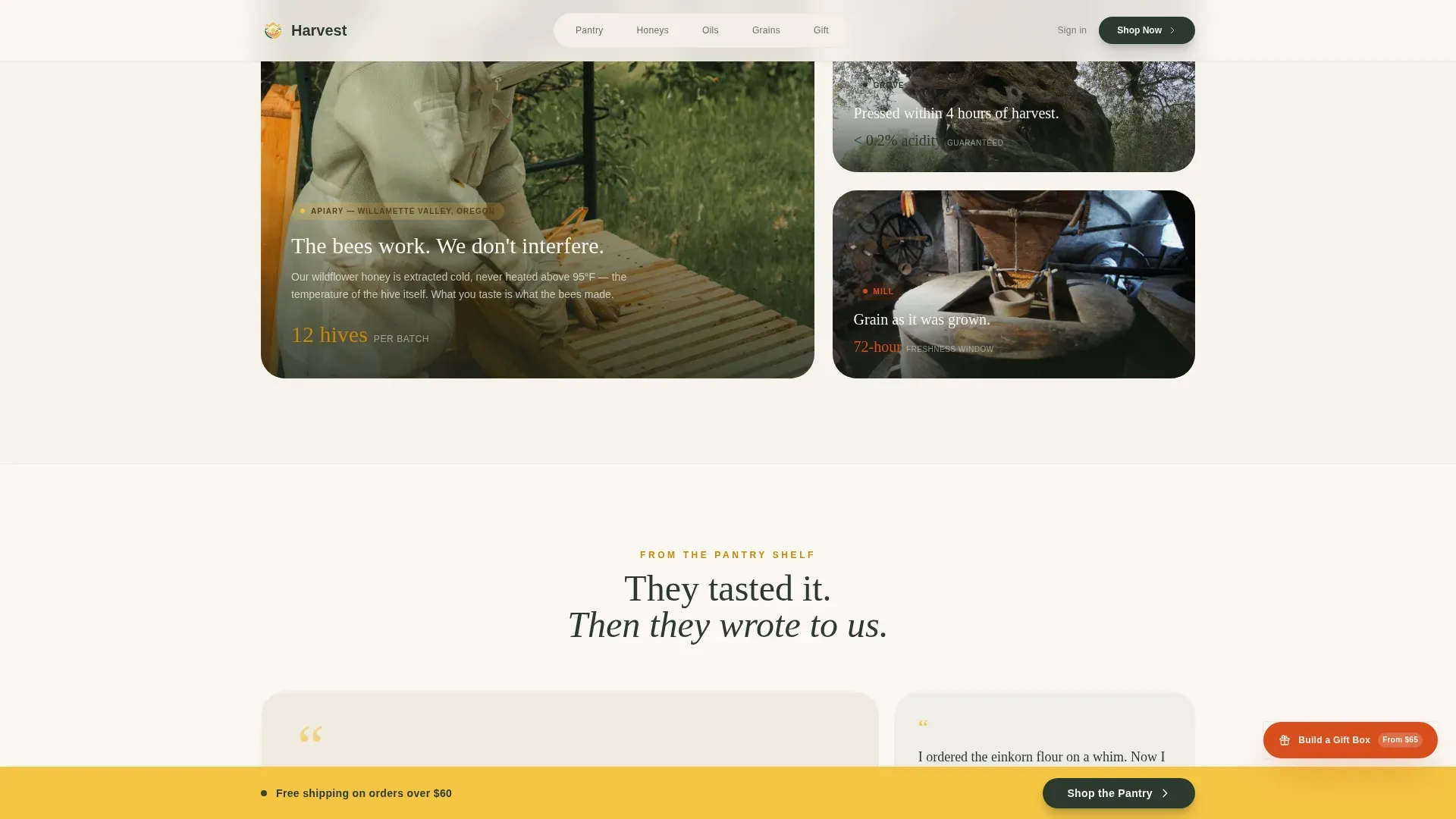 Luxe Minimal Organic Food Brand Landing Page Template