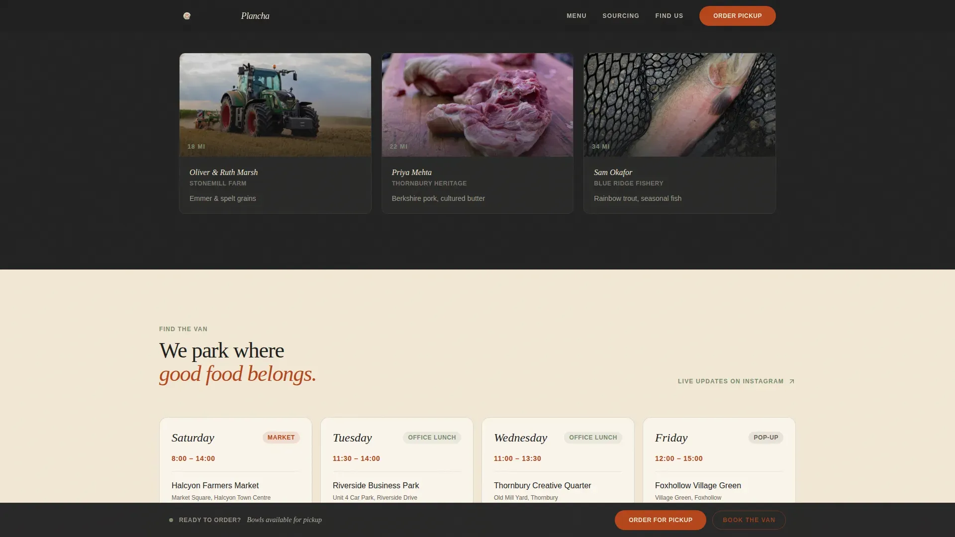 Artisan Food Truck Landing Page Template