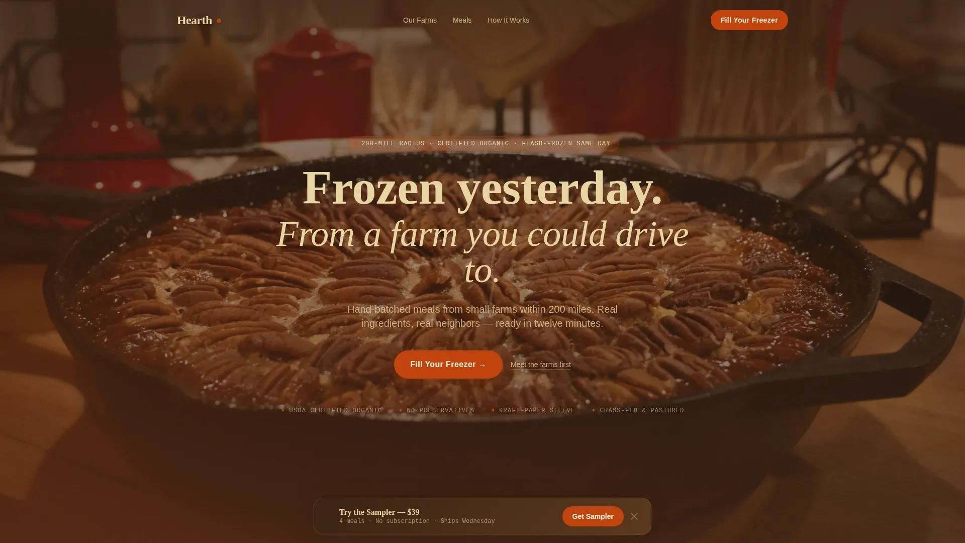 Organic Frozen Meals Landing Page Template